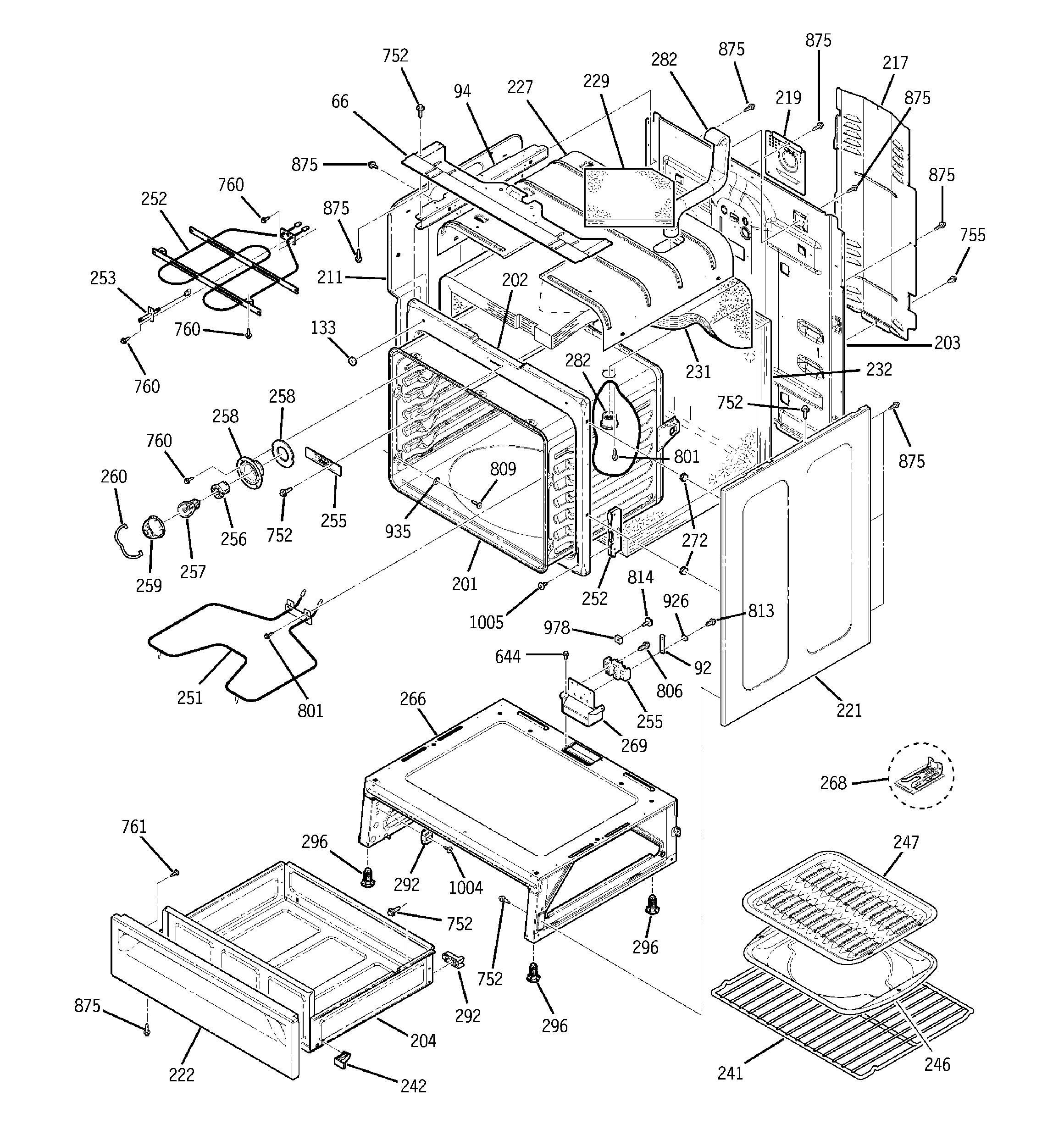 GE JB600WD1WW body parts diagram