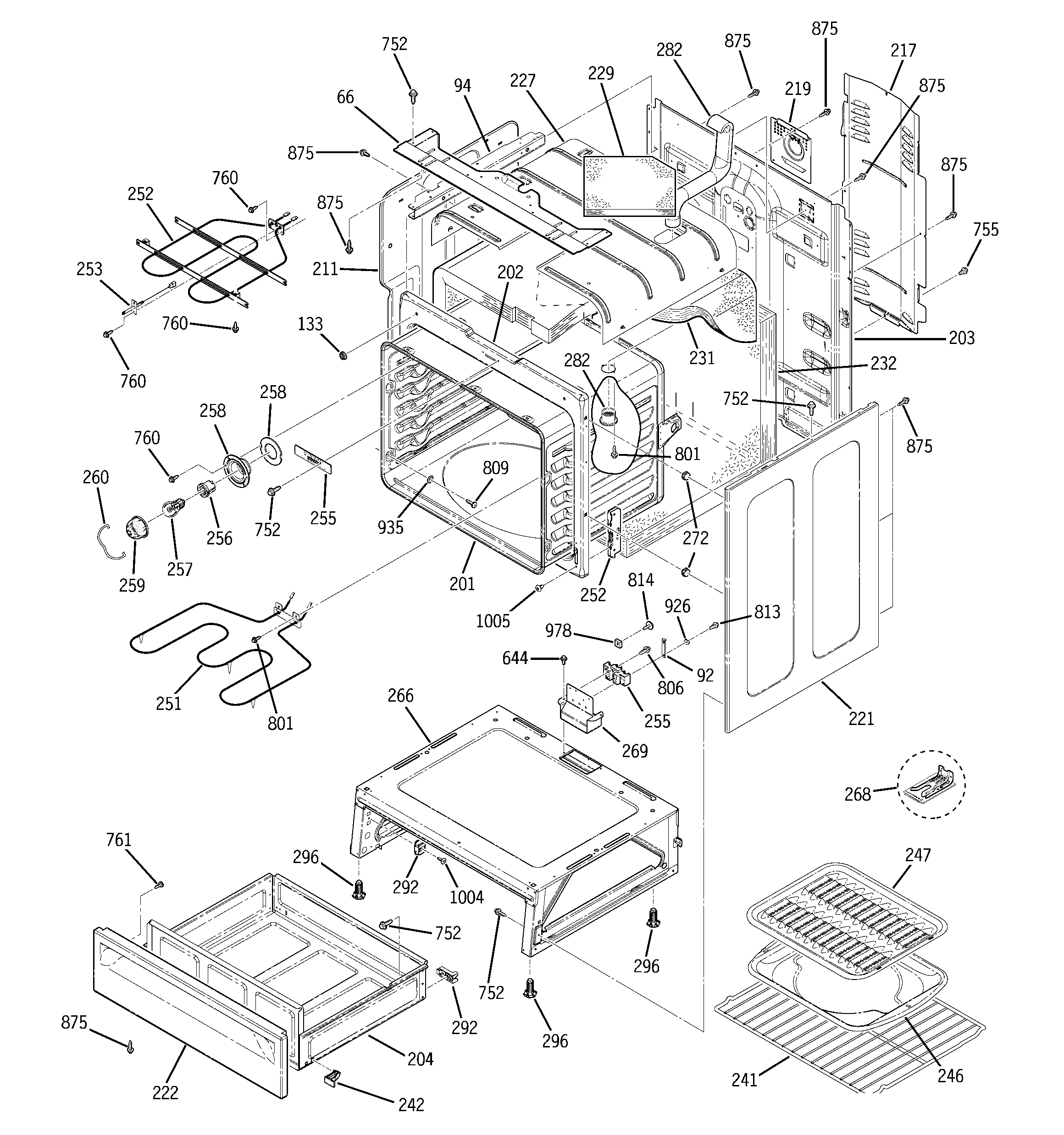 GE JB700BD1BB body parts diagram