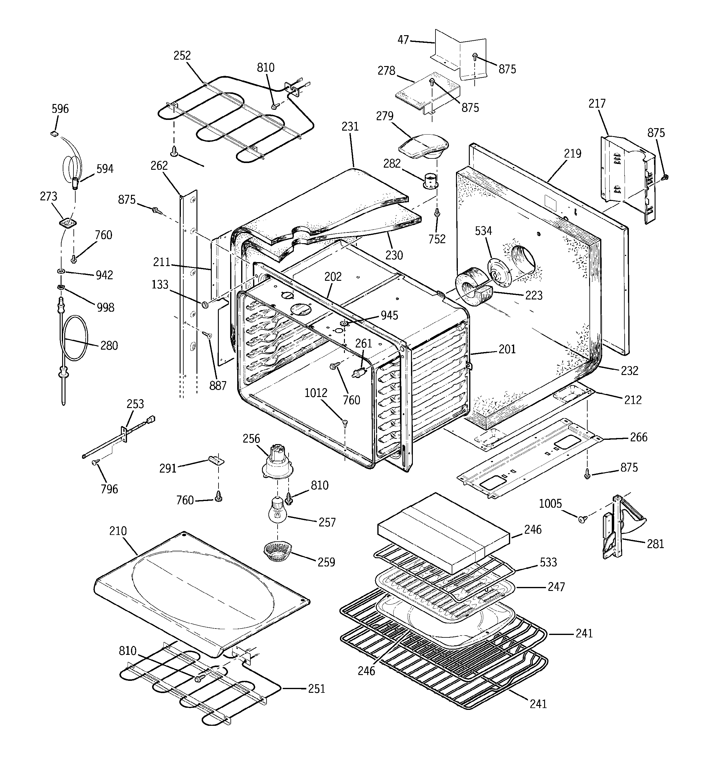 GE JT950SA5SS upper body diagram