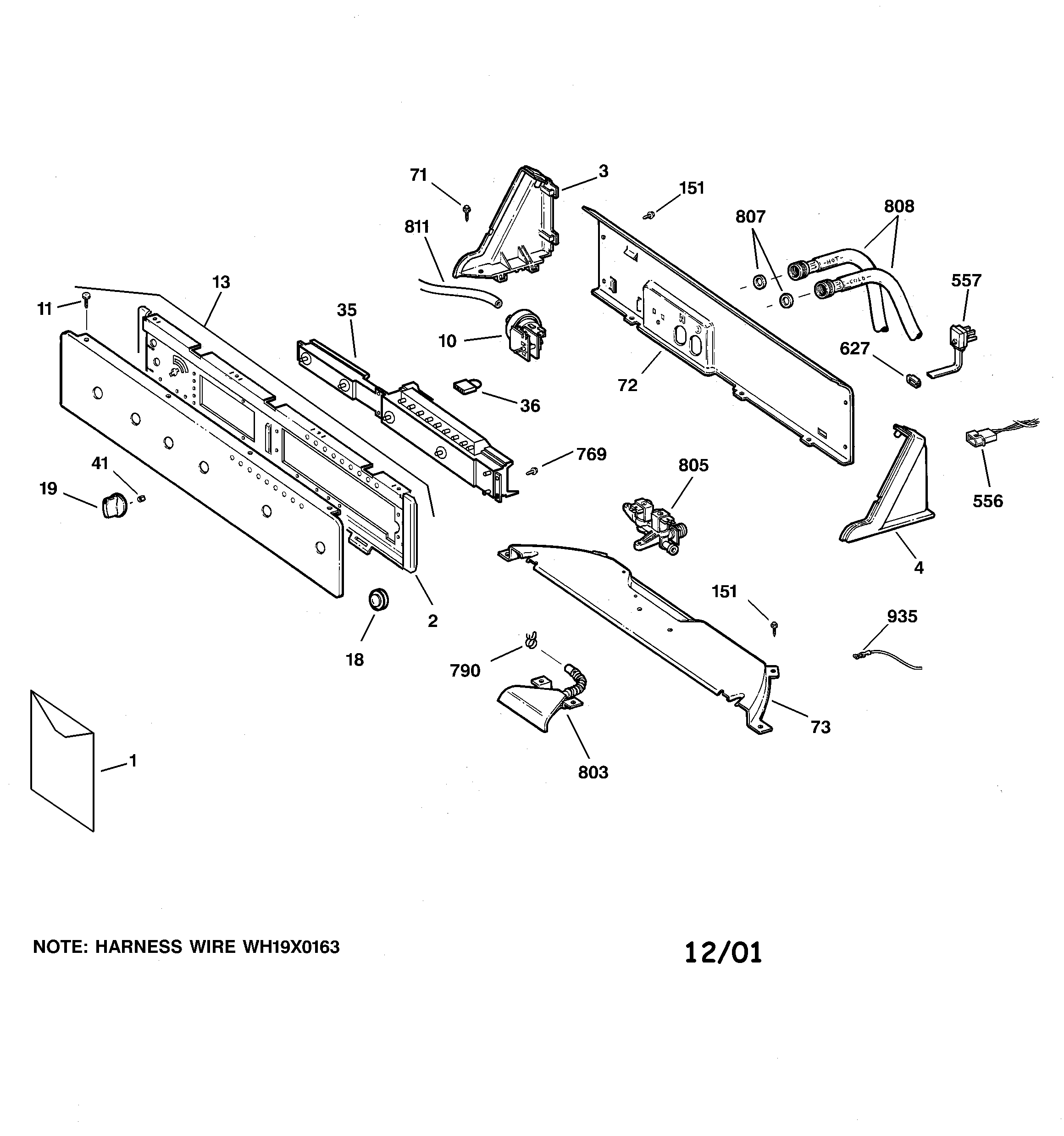 GE WBSE2090A2WW controls & backsplash diagram
