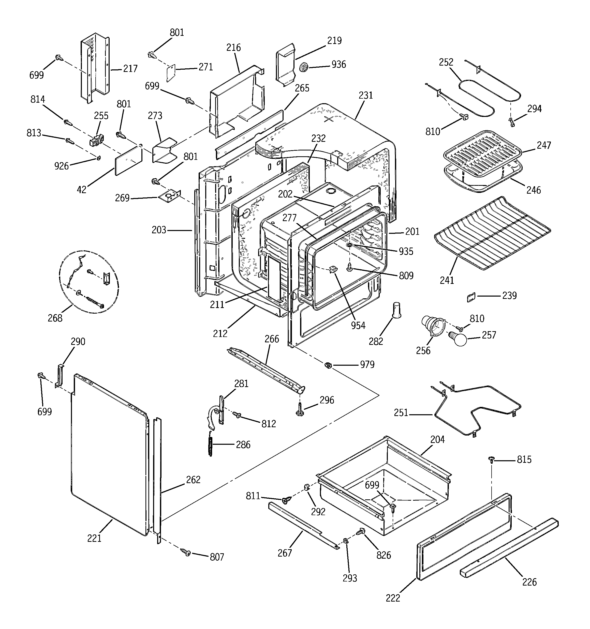 GE JSS26BD1BB body parts diagram