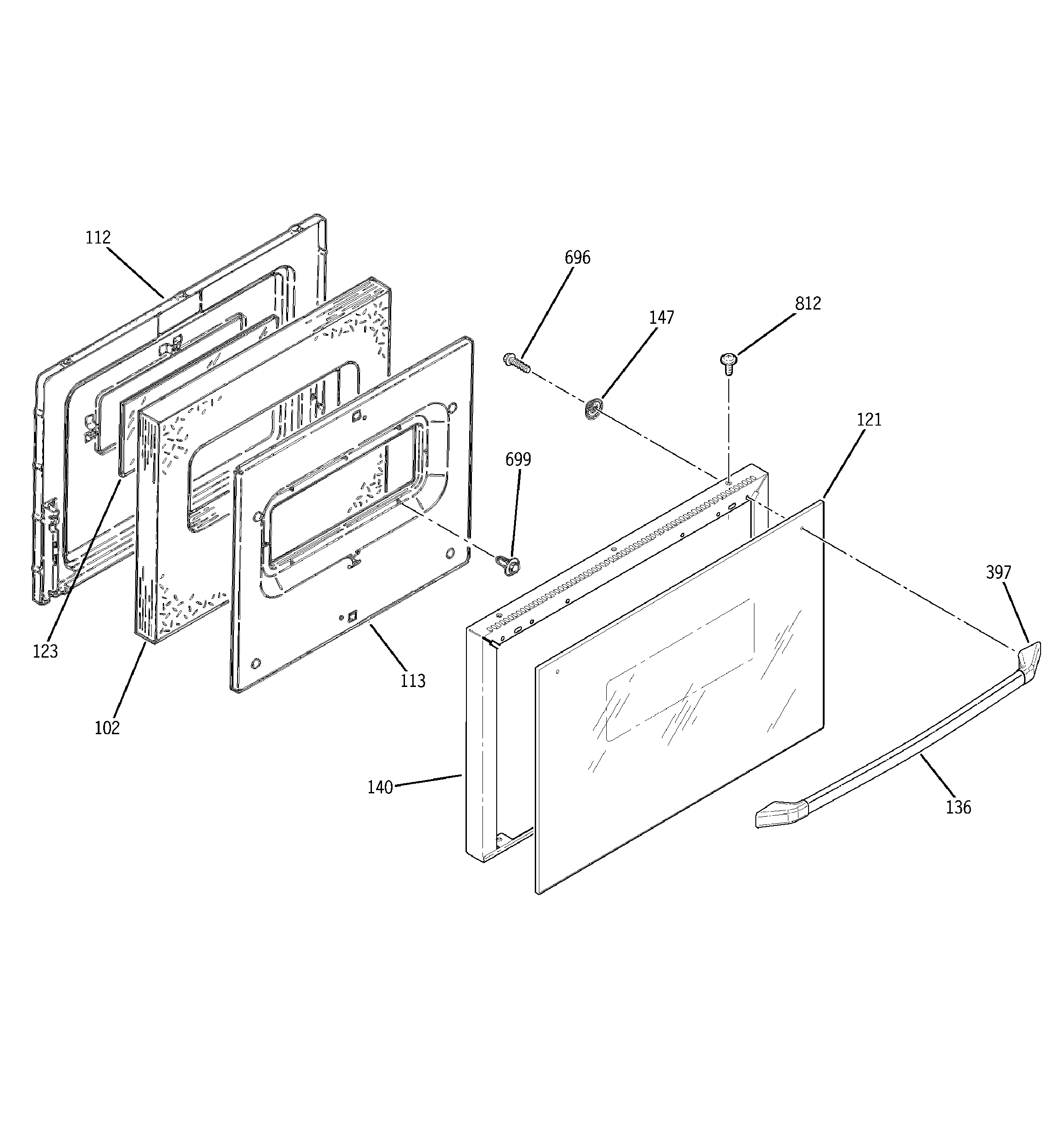 GE JSS26BD1BB door diagram