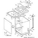 GE WJSE4150B1WW cabinet, cover & front panel diagram