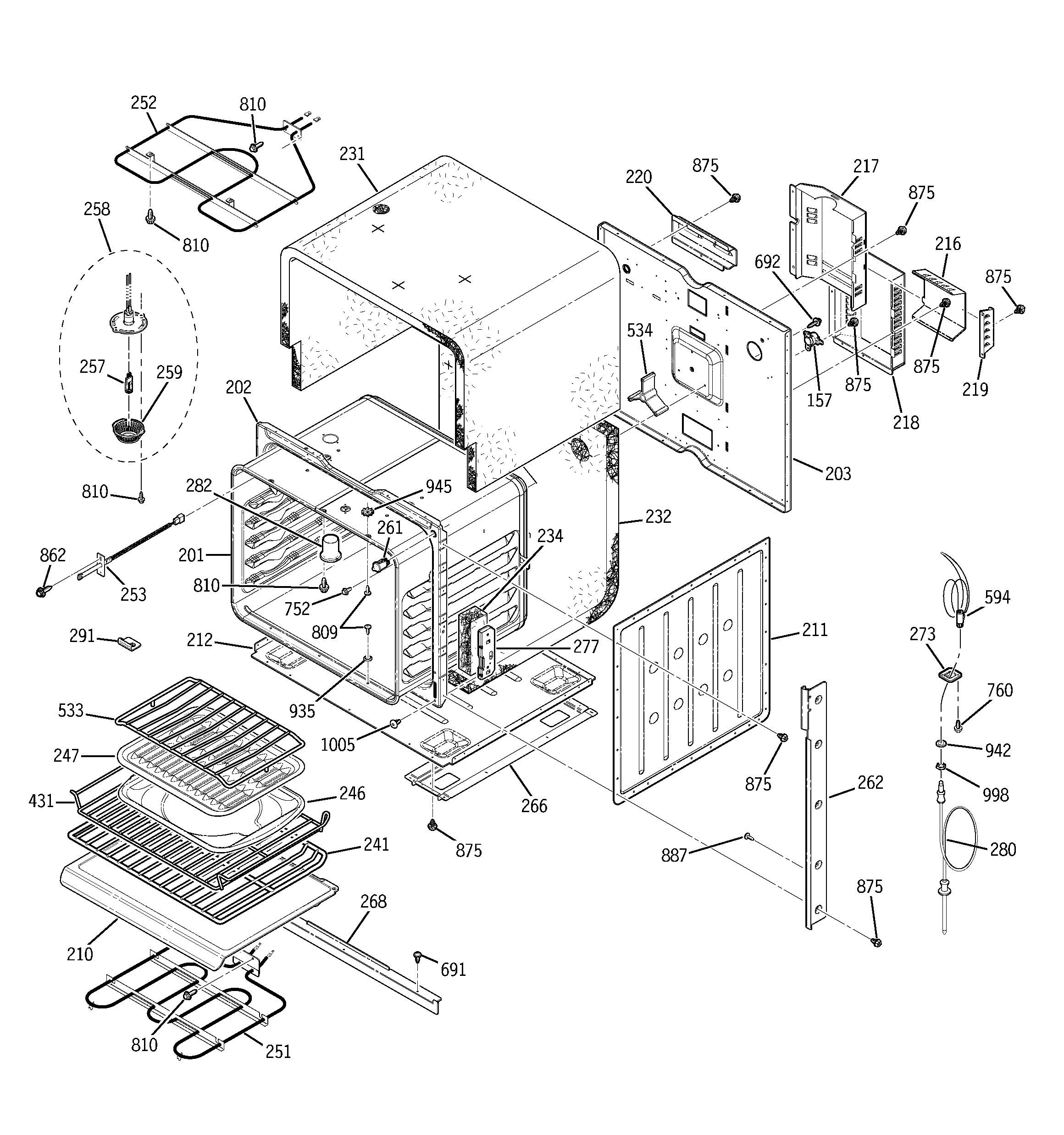 GE ZEK937SD1SS body parts diagram