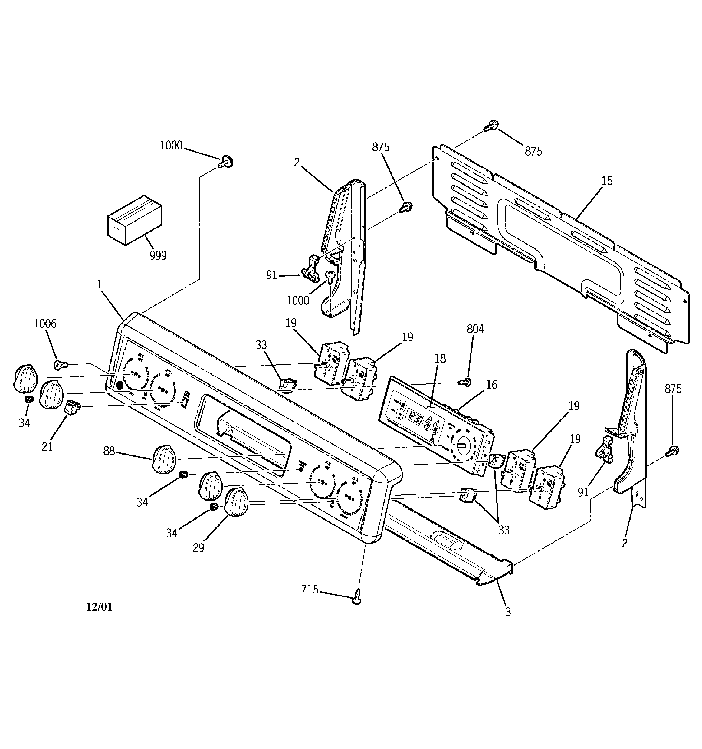 GE JB500WD1WW control panel diagram