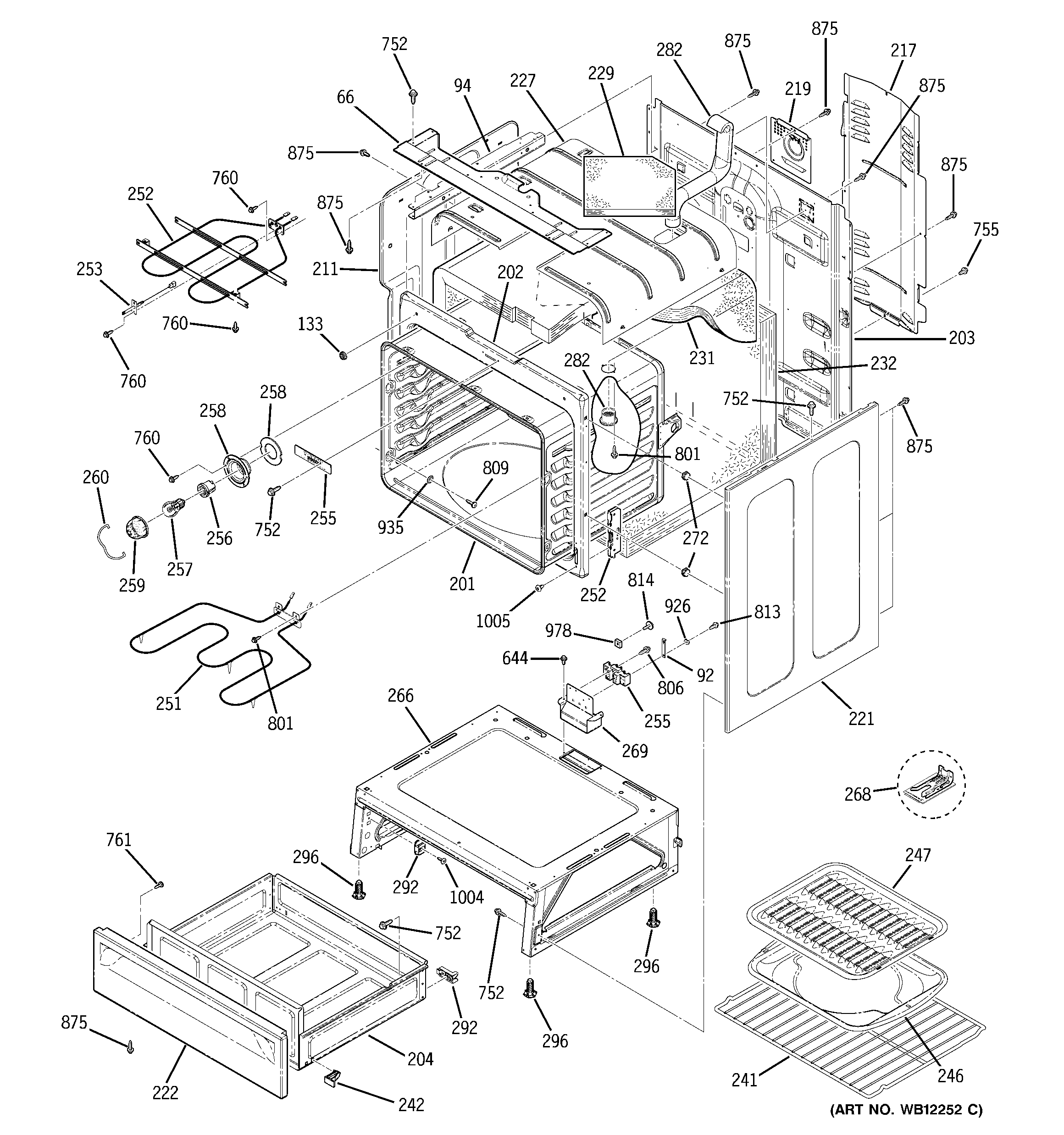 GE JB800CD1CC body parts diagram