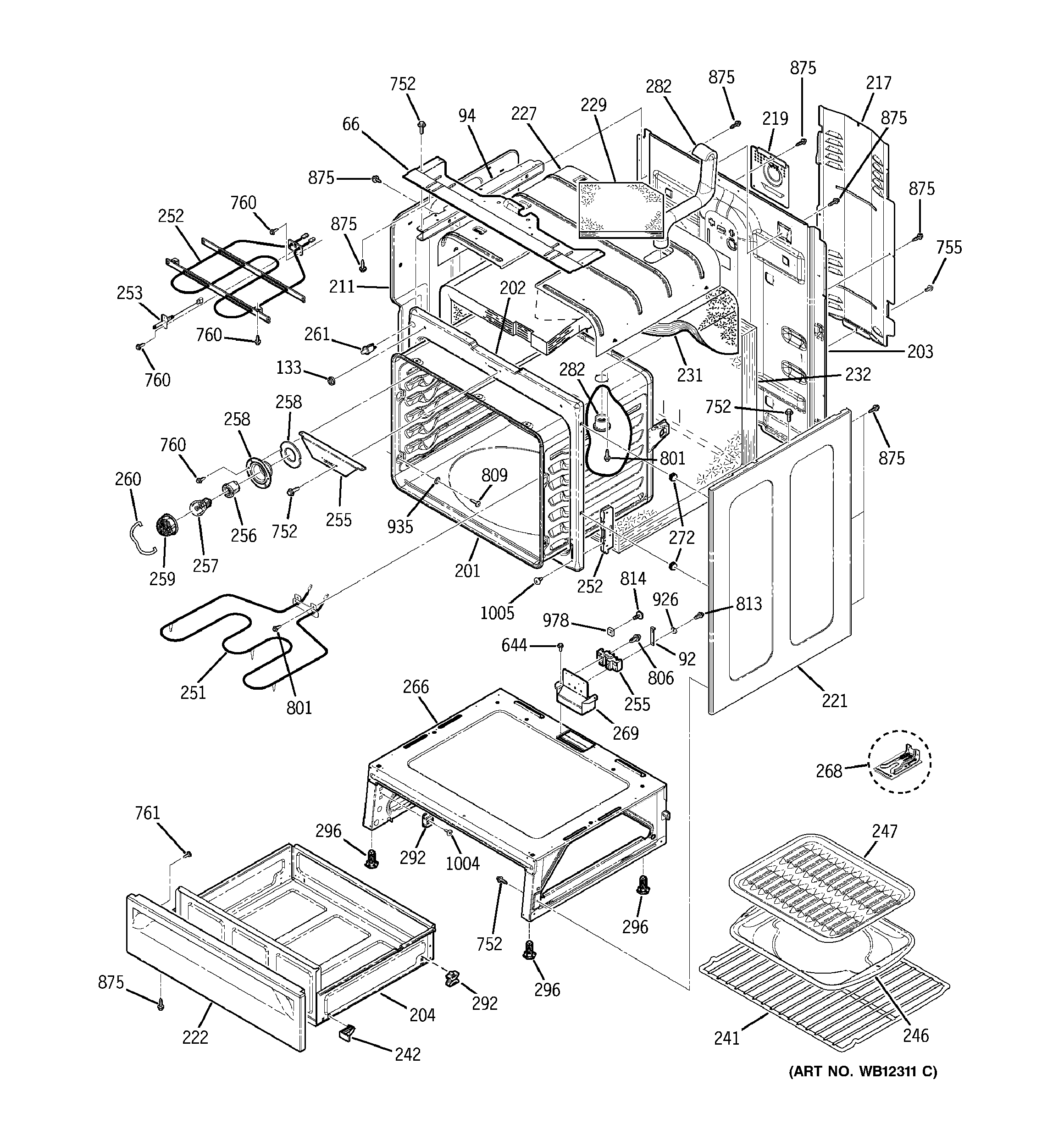 GE JBP79TD2WW body parts diagram