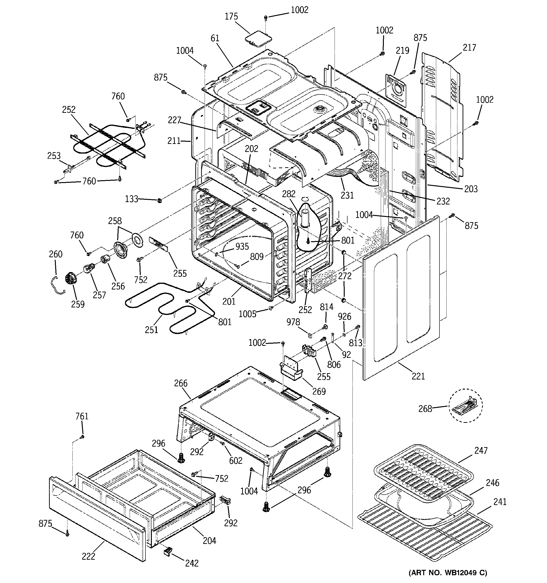 GE JBP35ED1BB body parts diagram