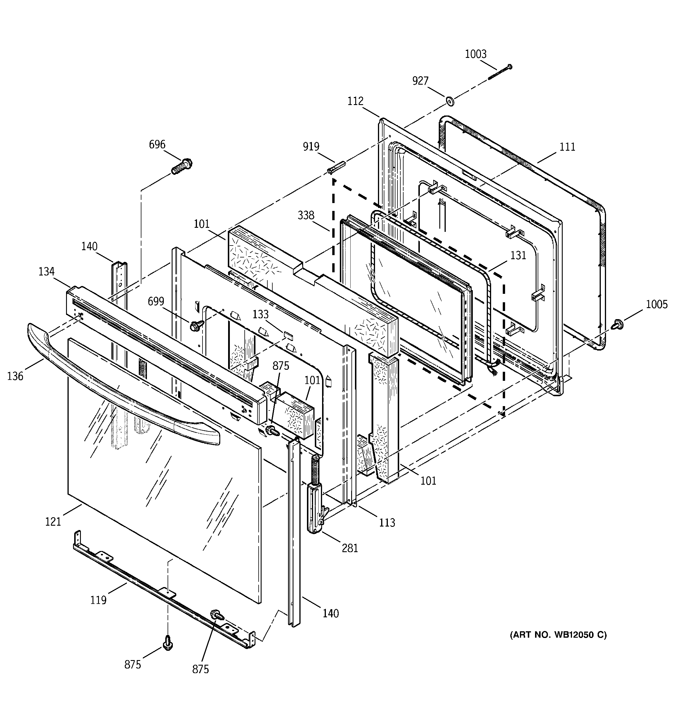 GE JBP35ED1BB door diagram