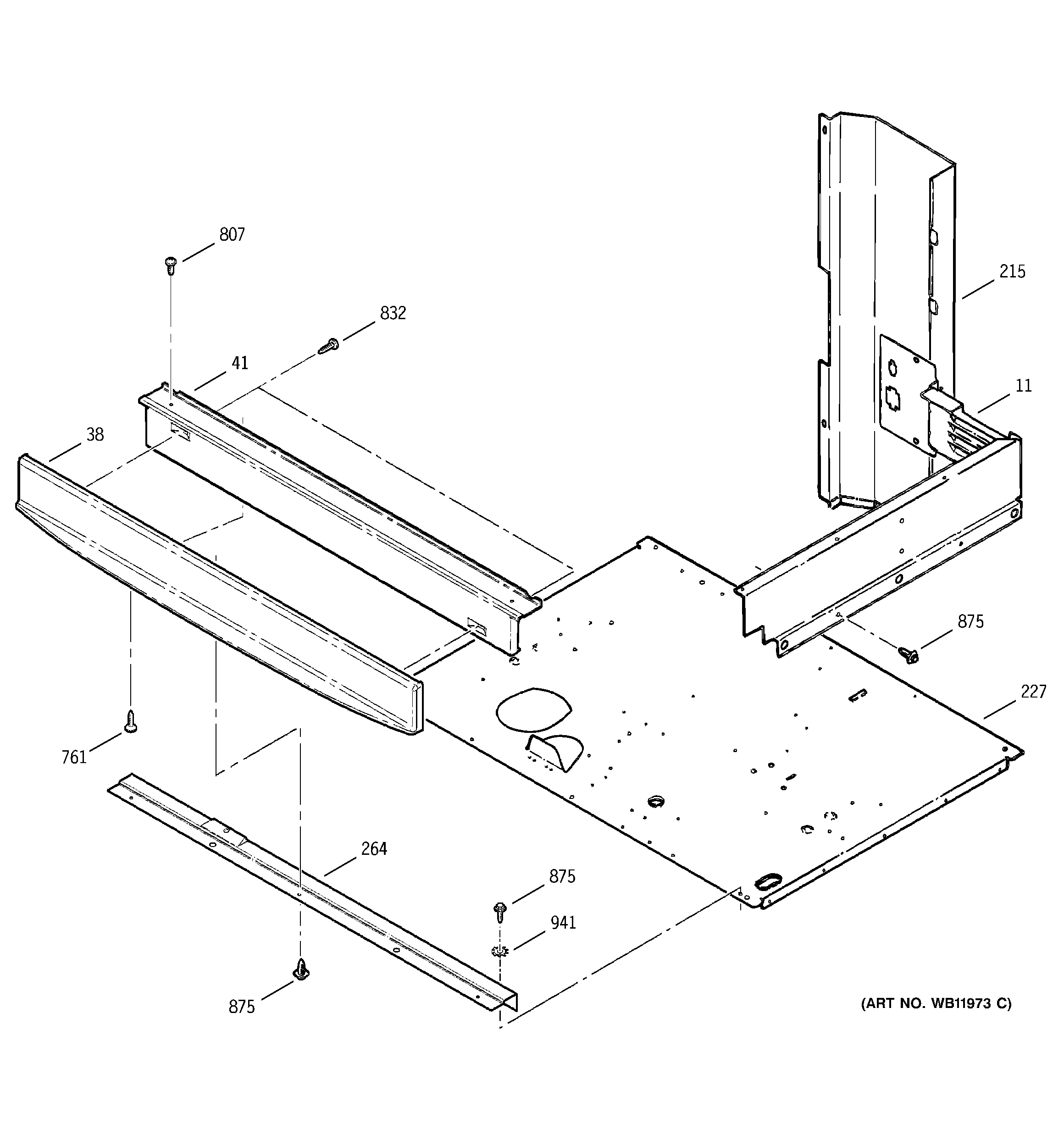 GE JTP27BA5BB center spacer diagram