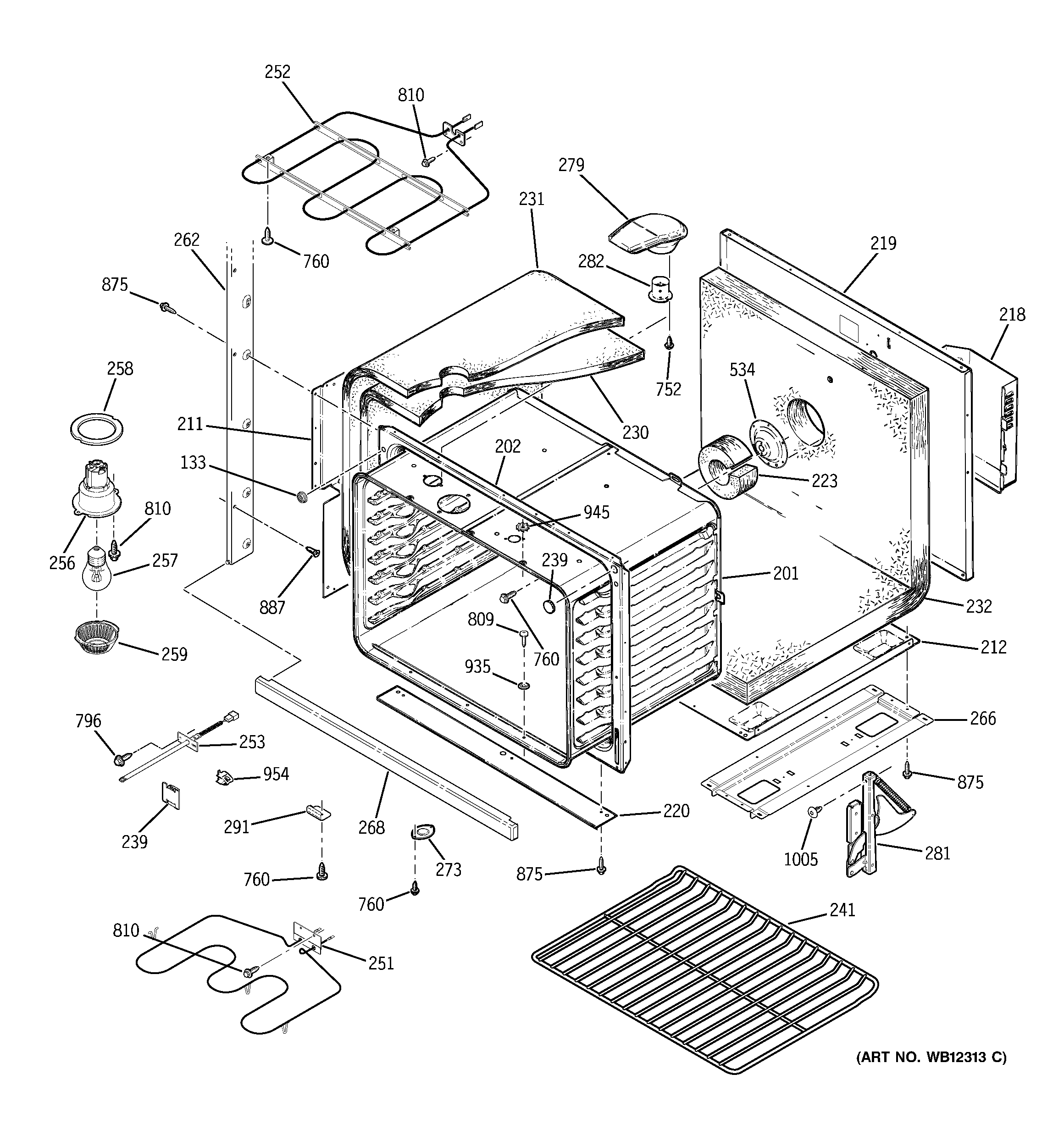 GE JTP27BA5BB lower body diagram