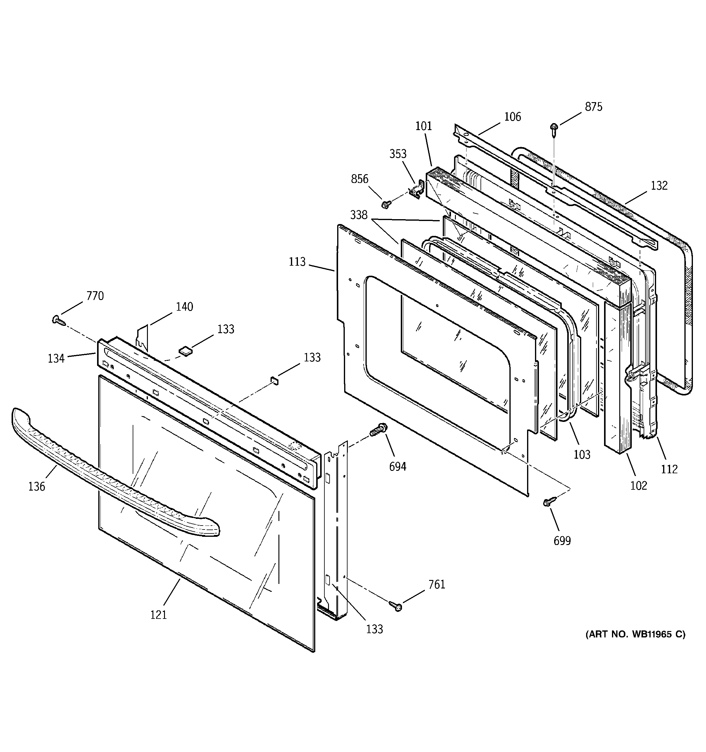 GE JTP27BA5BB door diagram