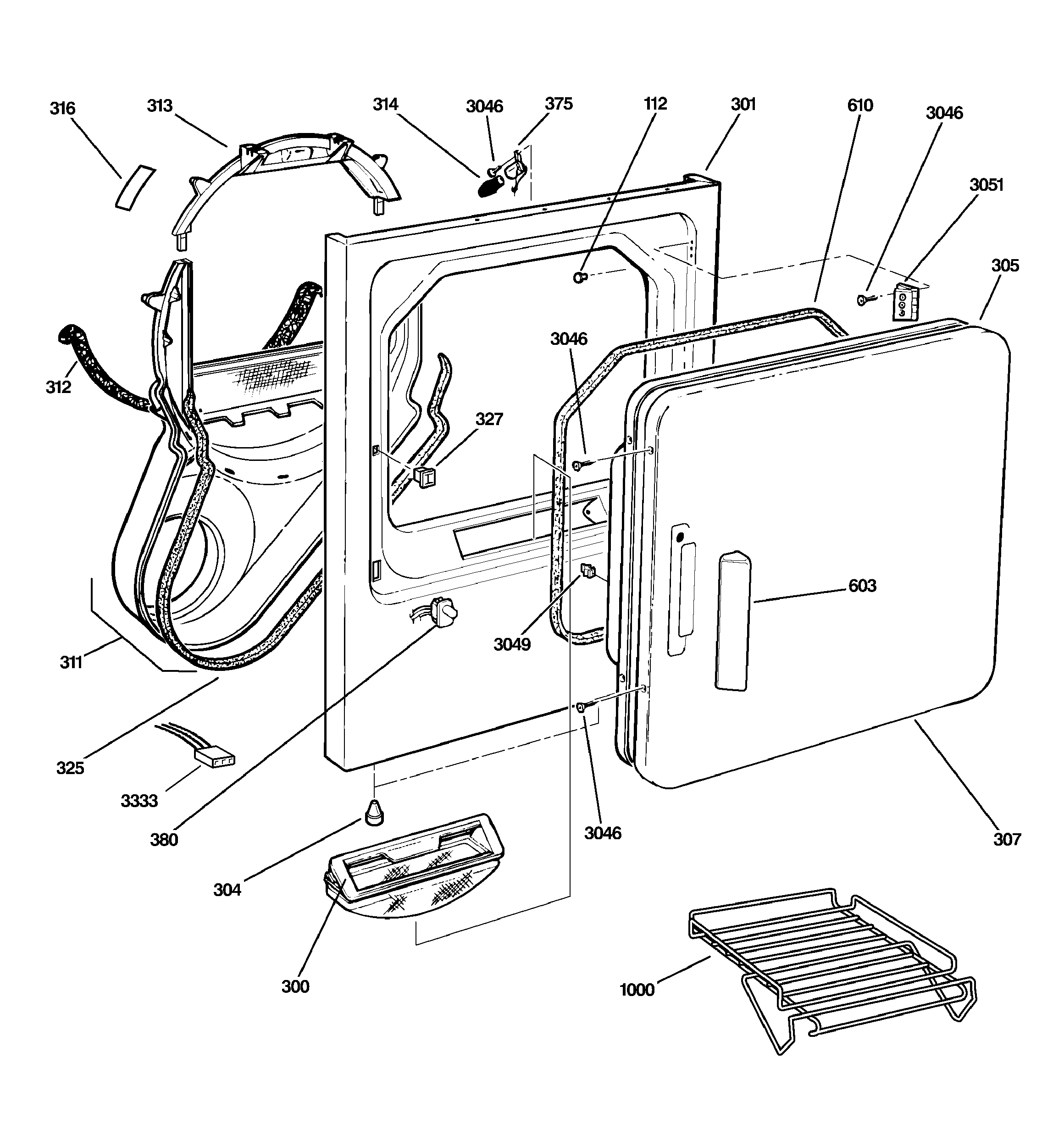 GE DPSB519GB0WW front panel diagram