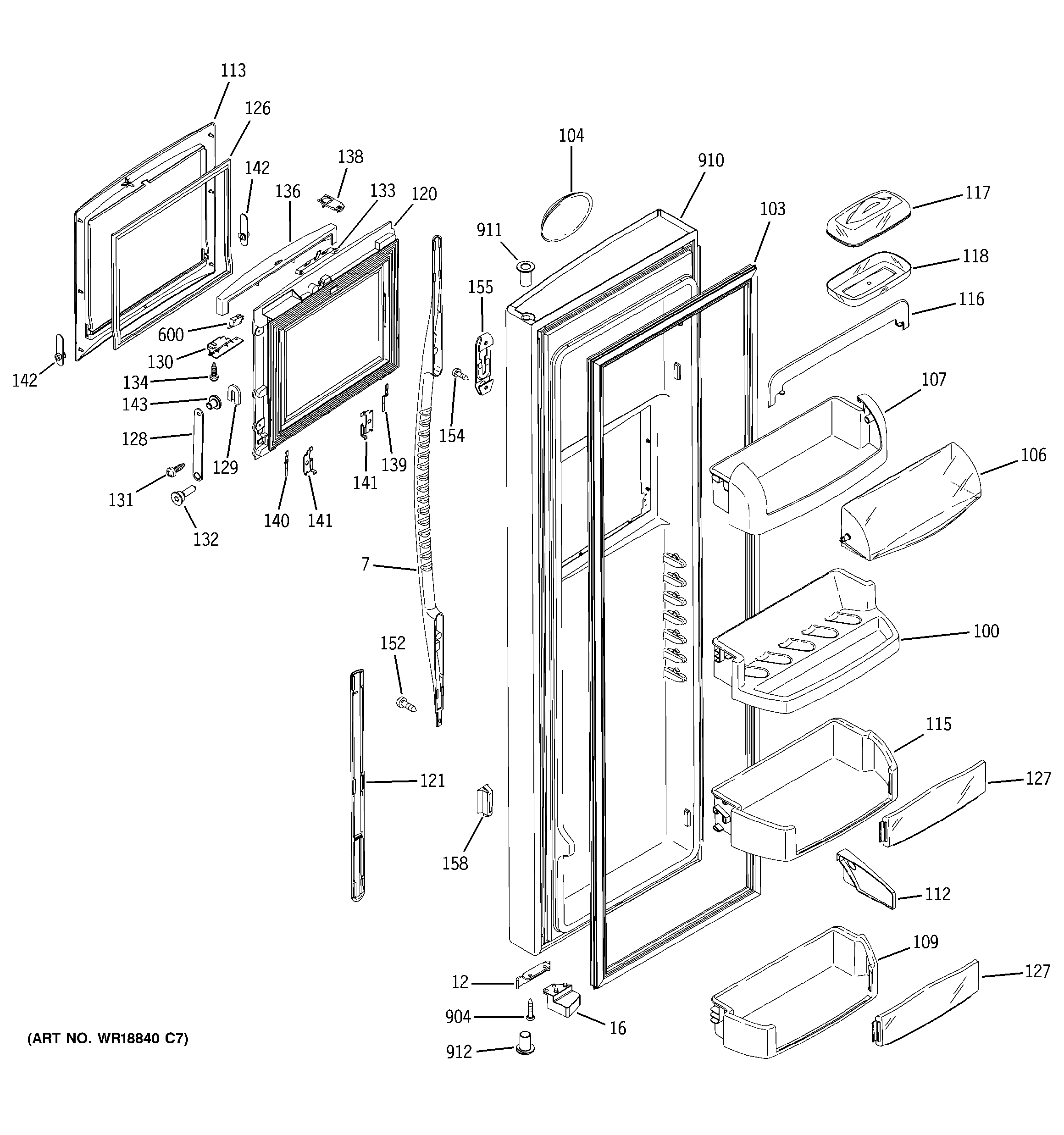 GE PSG29NHMACWW fresh food door diagram
