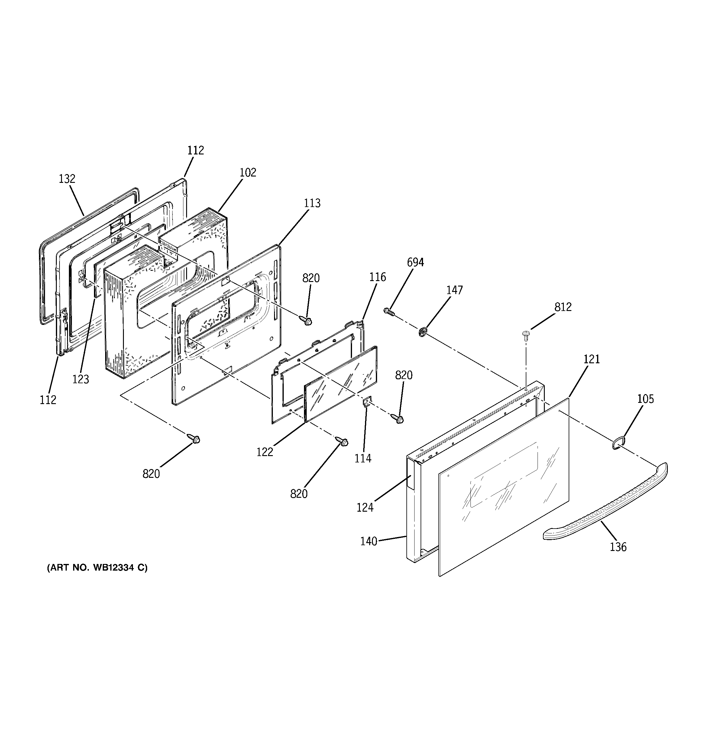 GE JCSP39BW4BB door diagram