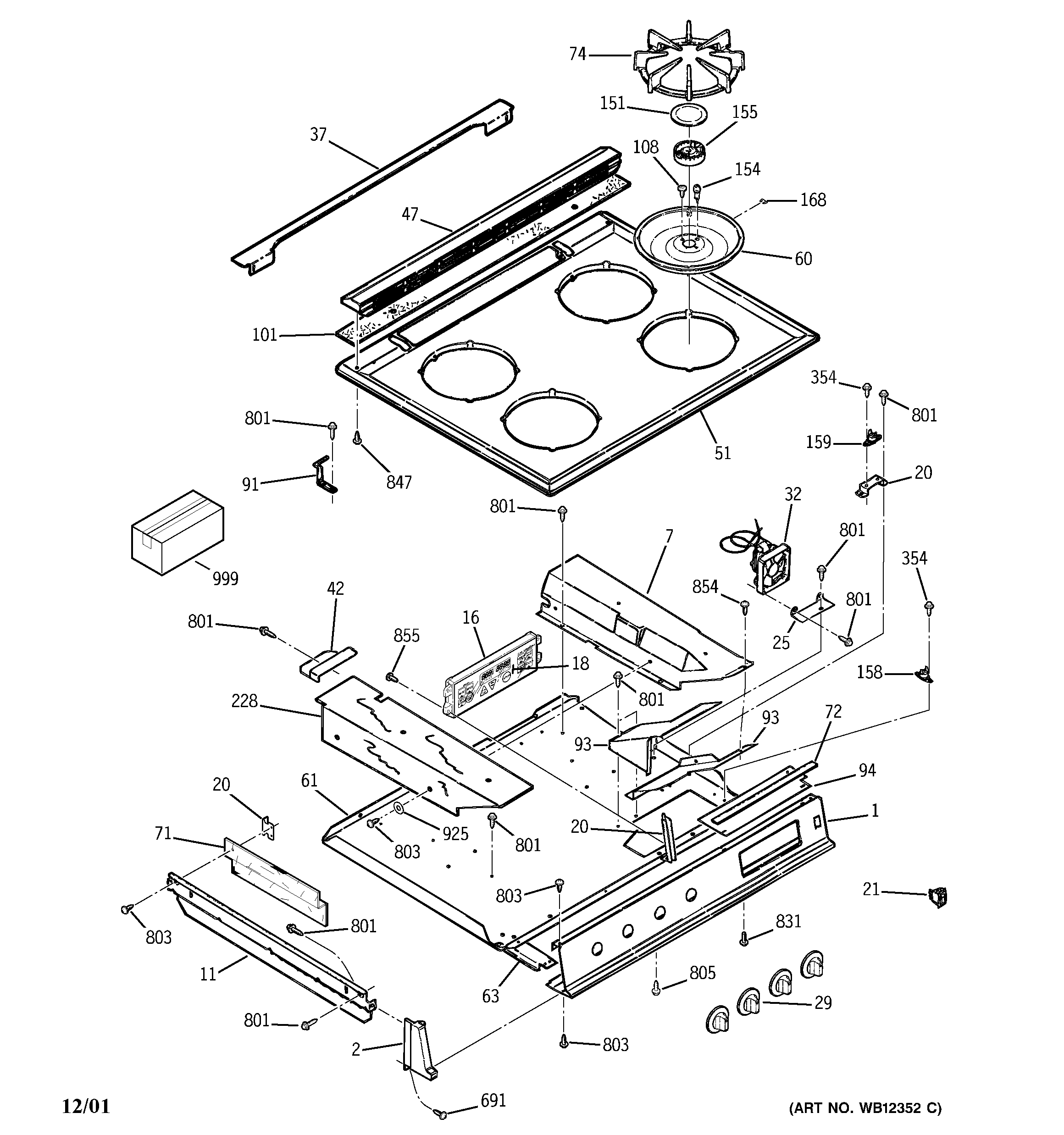 GE JGSP23BEY4BB control panel & cooktop diagram