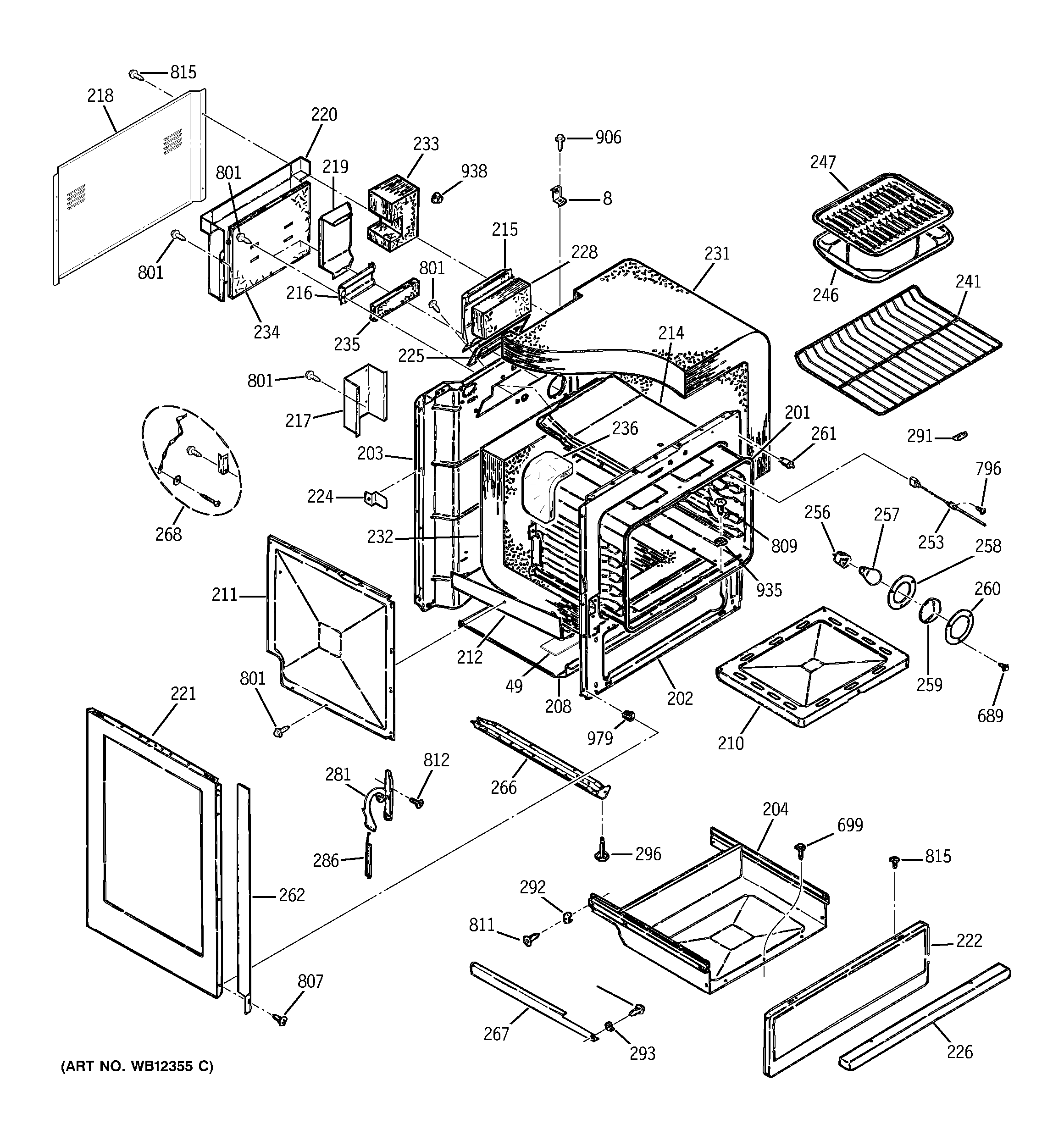 GE JGSP23BEY4BB body parts diagram