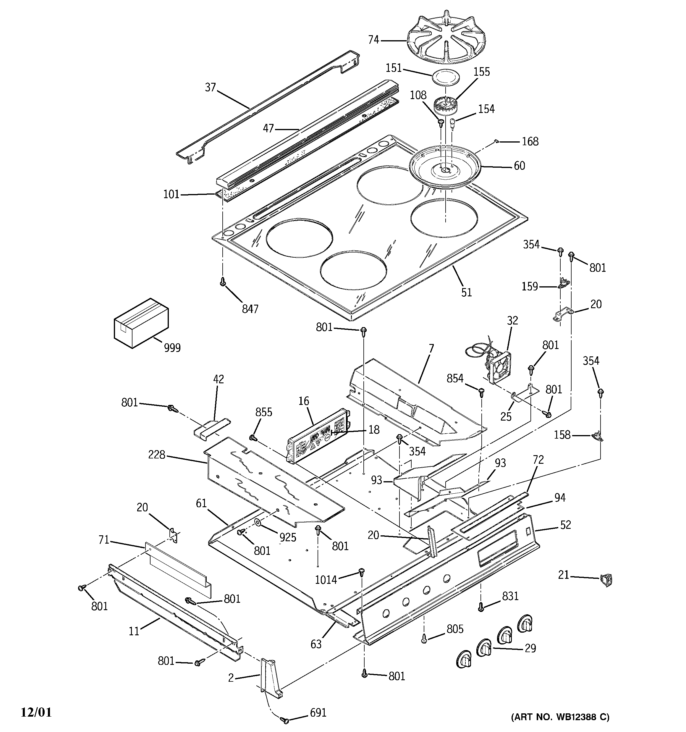 GE JGSP44WEY8WW control panel & cooktop diagram