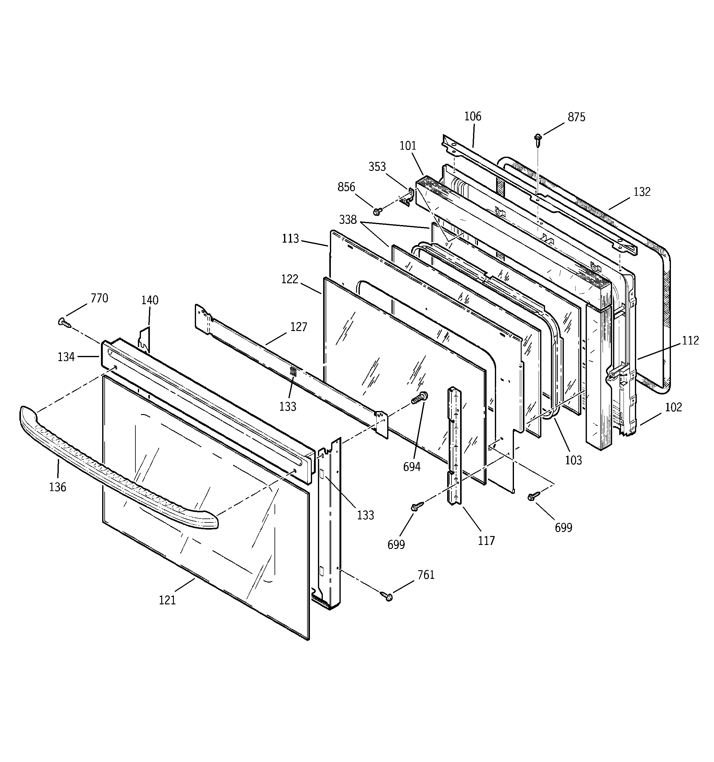 GE JTP27BA4BB door diagram