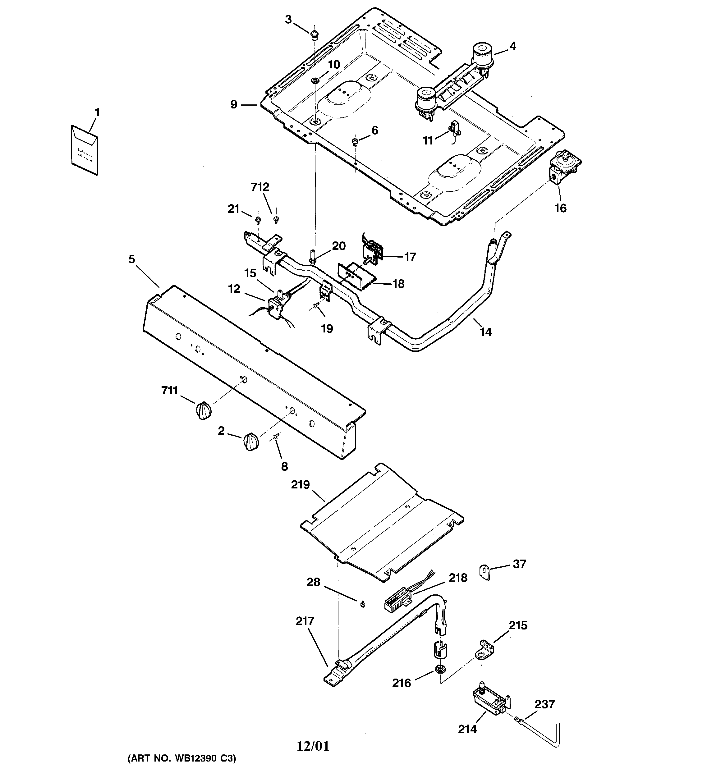 GE JGBS04BEA6WH gas & burner parts diagram