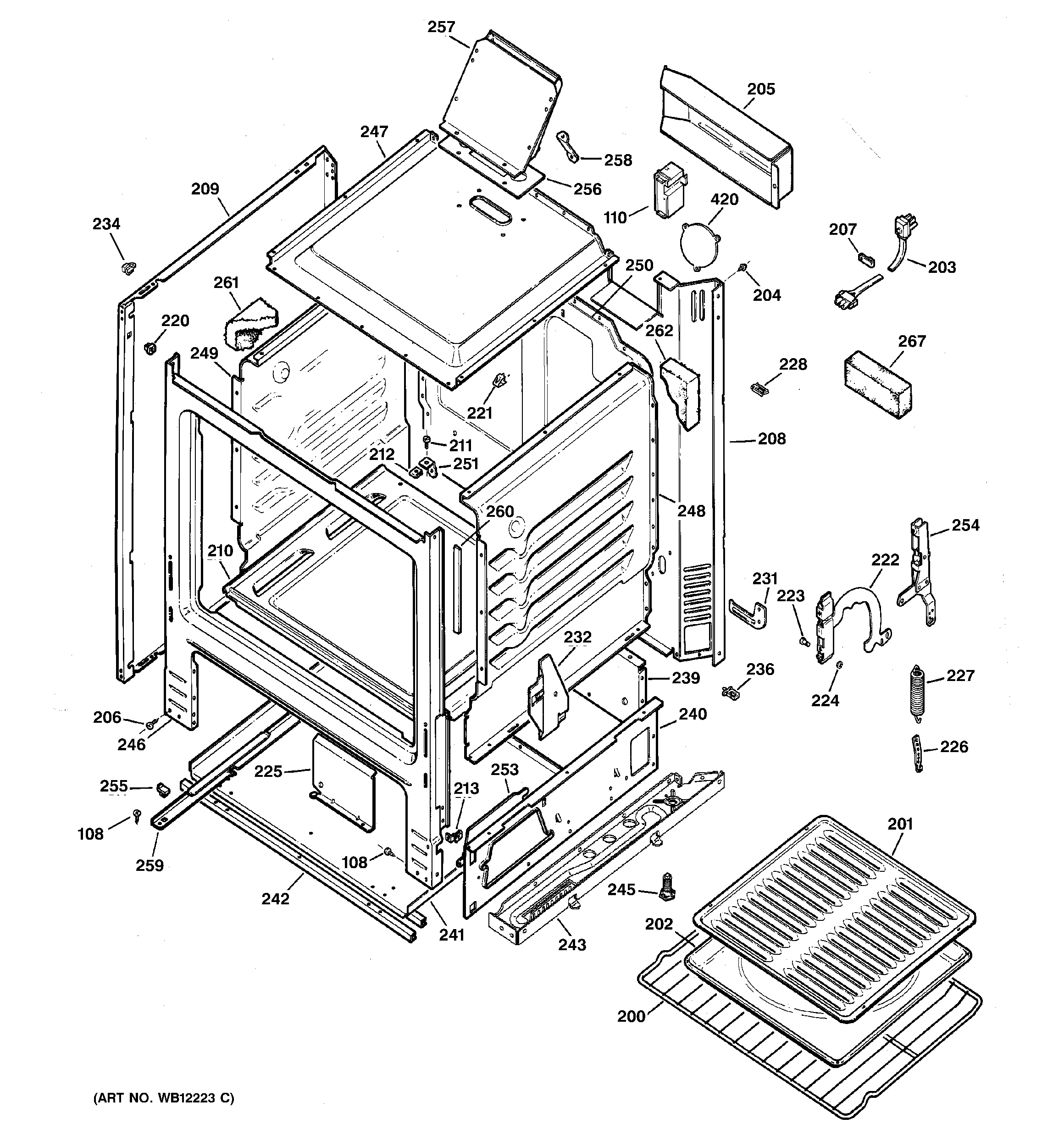 GE JGBS04BEA6WH body parts diagram
