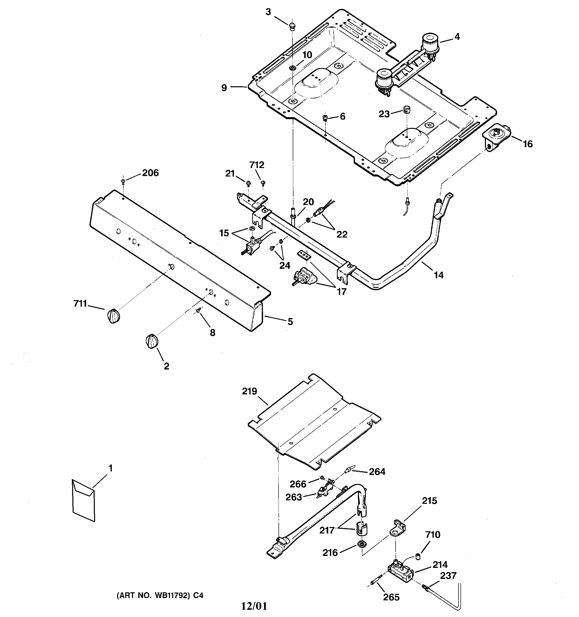 GE JGBS04BPA6WH gas & burner parts diagram