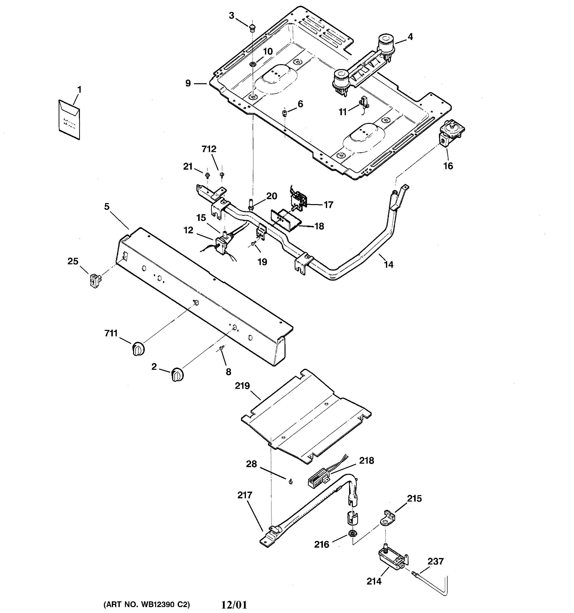 GE JGBS07PEA5WW gas & burner parts diagram