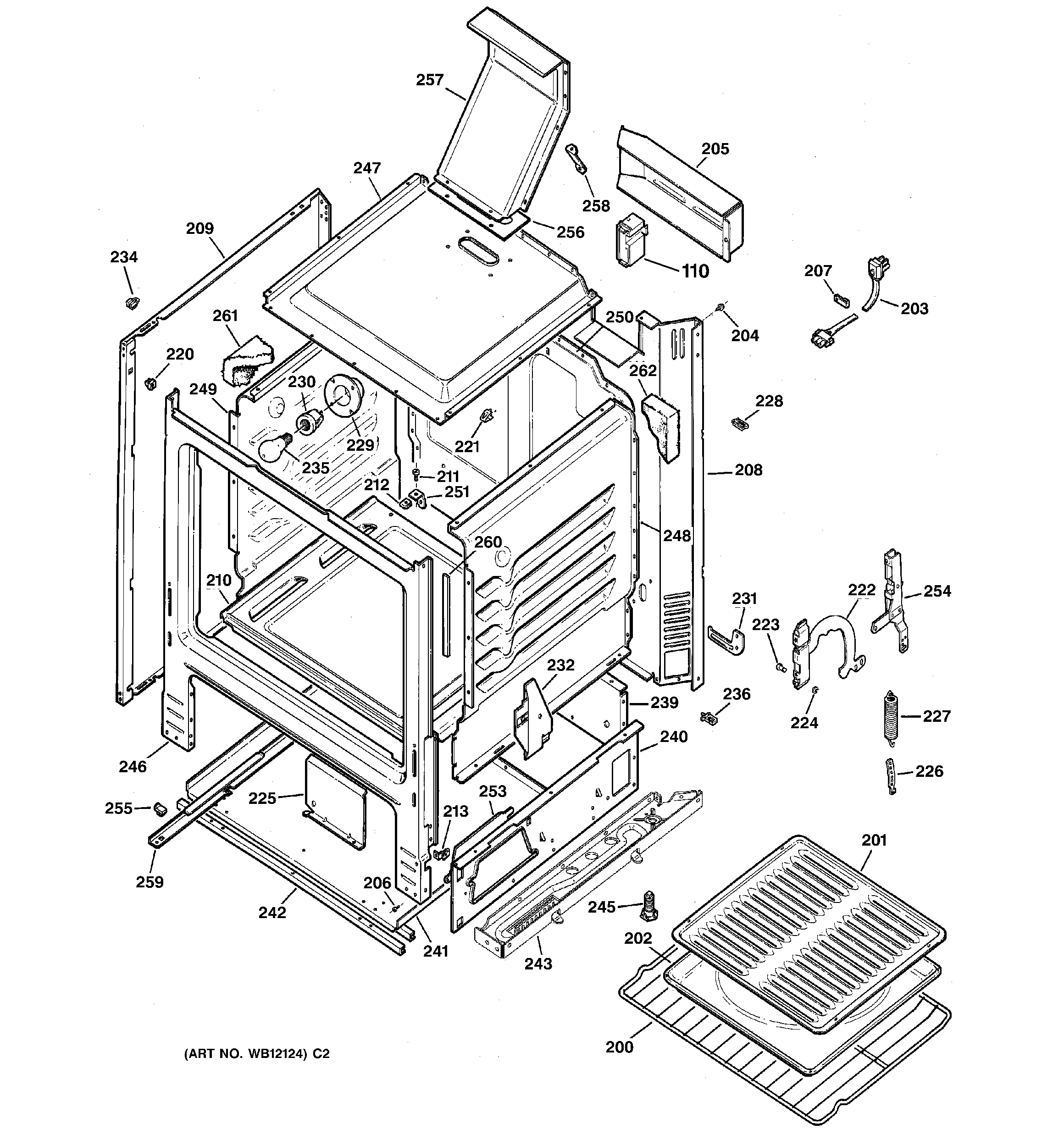 GE JGBS07PEA5WW body parts diagram