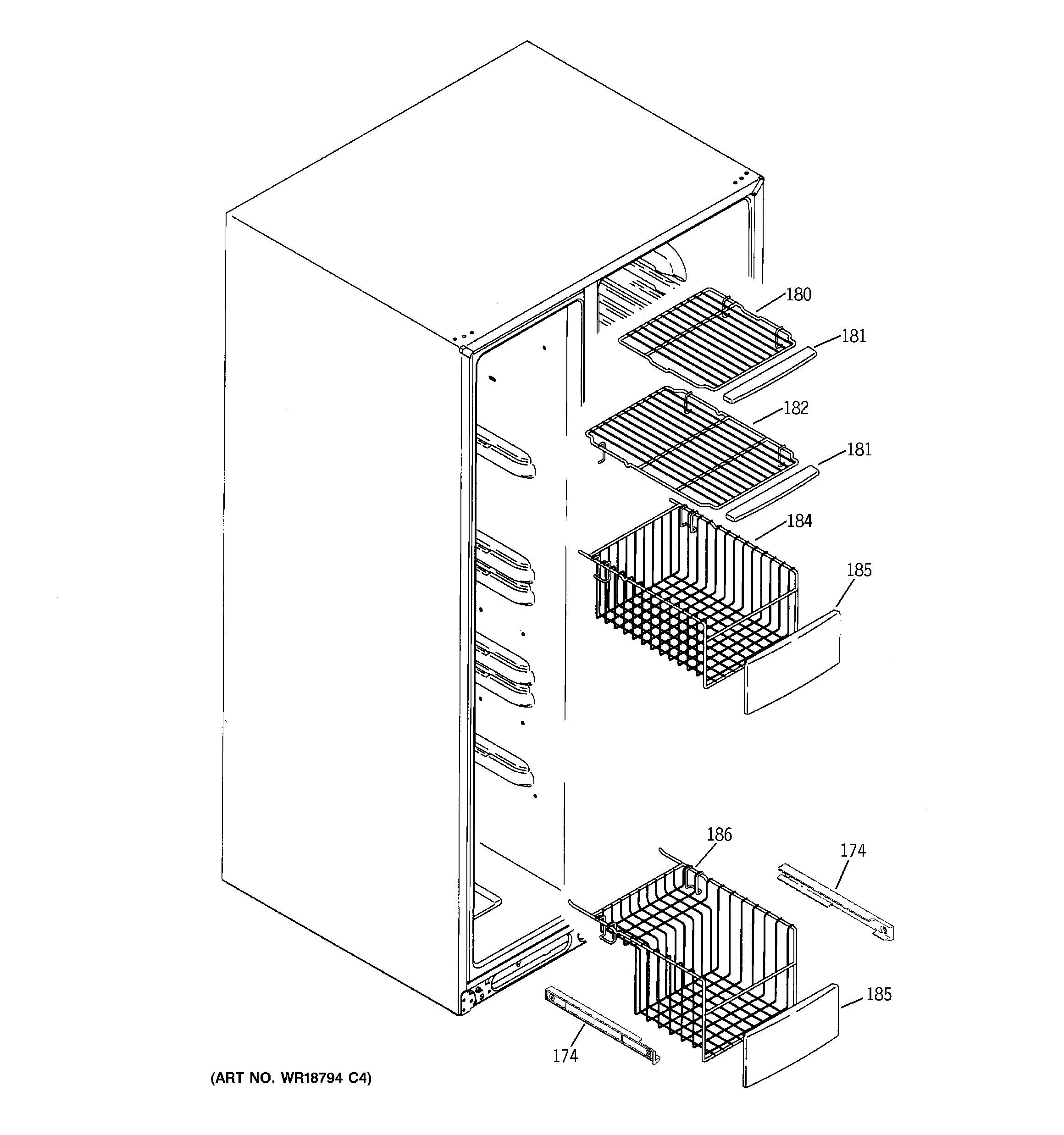 GE GCK21LEMAFCC freezer shelves diagram