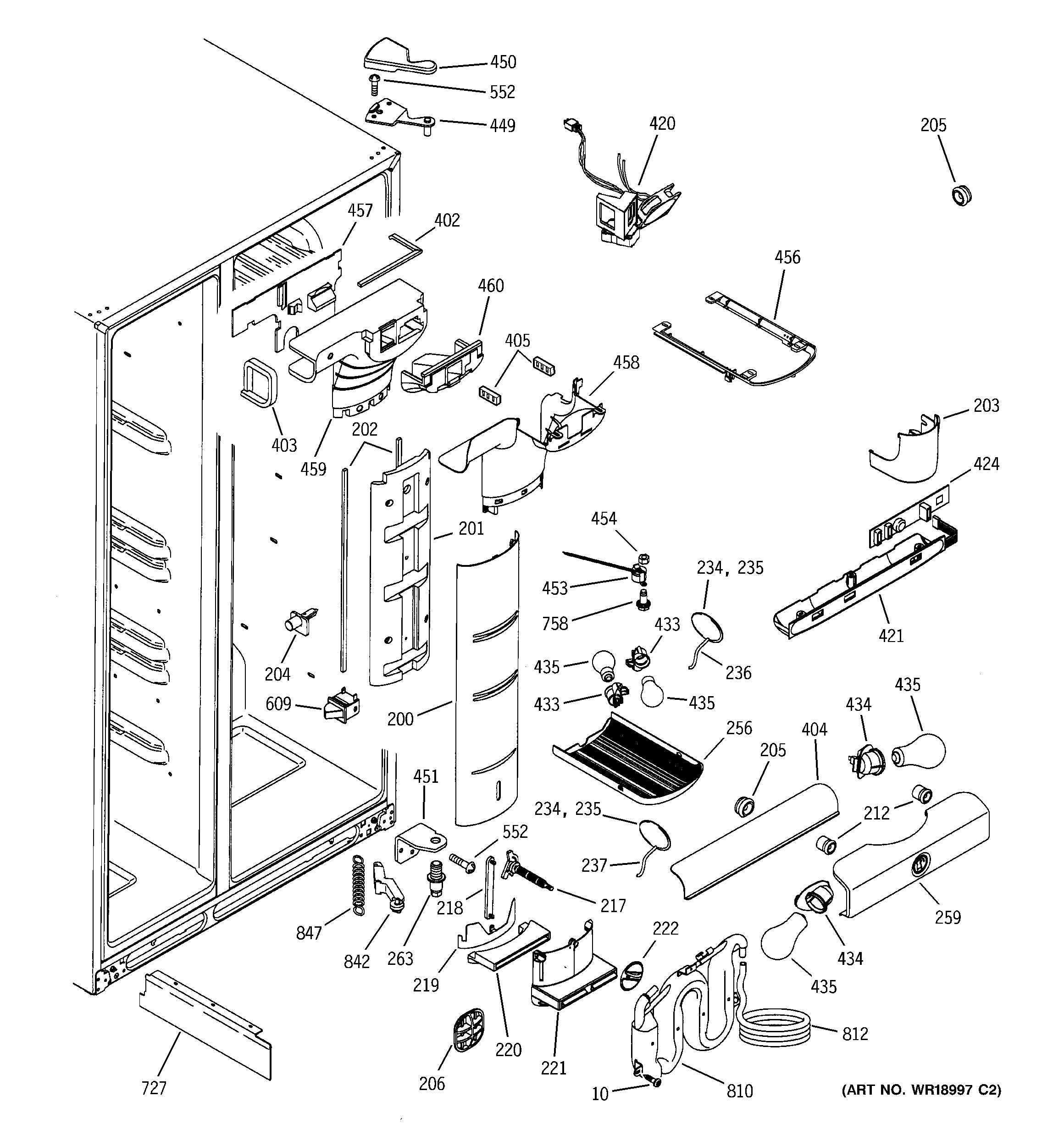 GE GCK21LEMAFCC fresh food section diagram