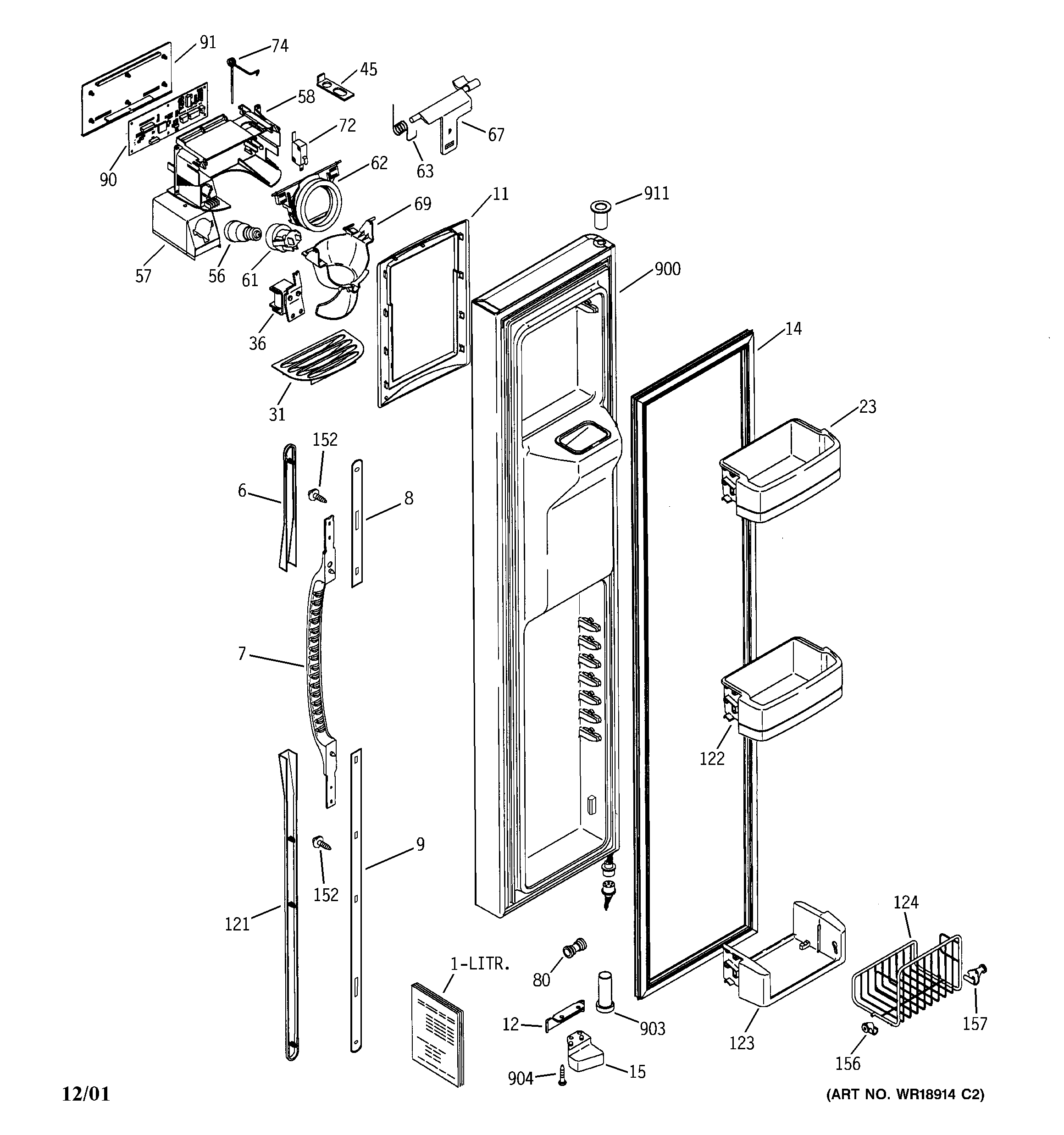 GE GSS25PGMECC freezer door diagram