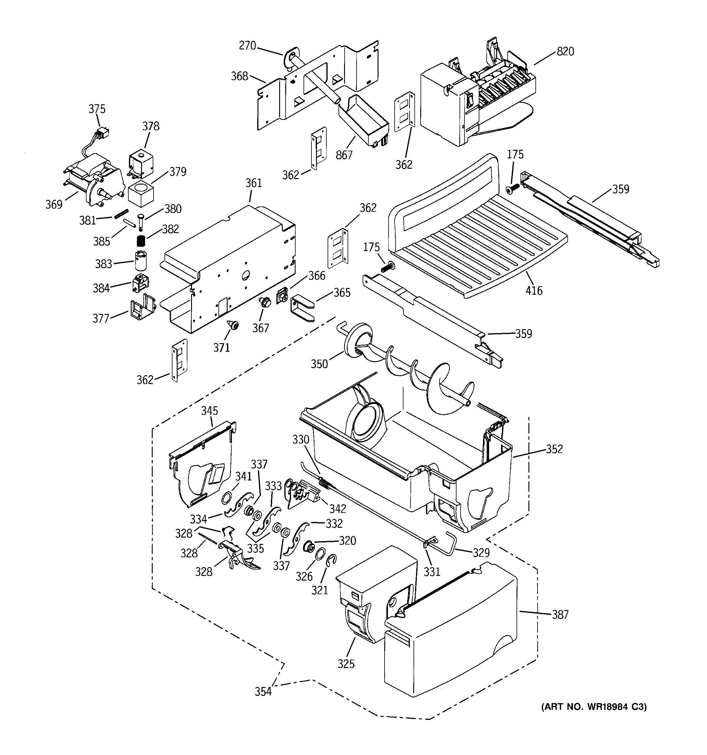 GE GSS25PGMECC ice maker & dispenser diagram