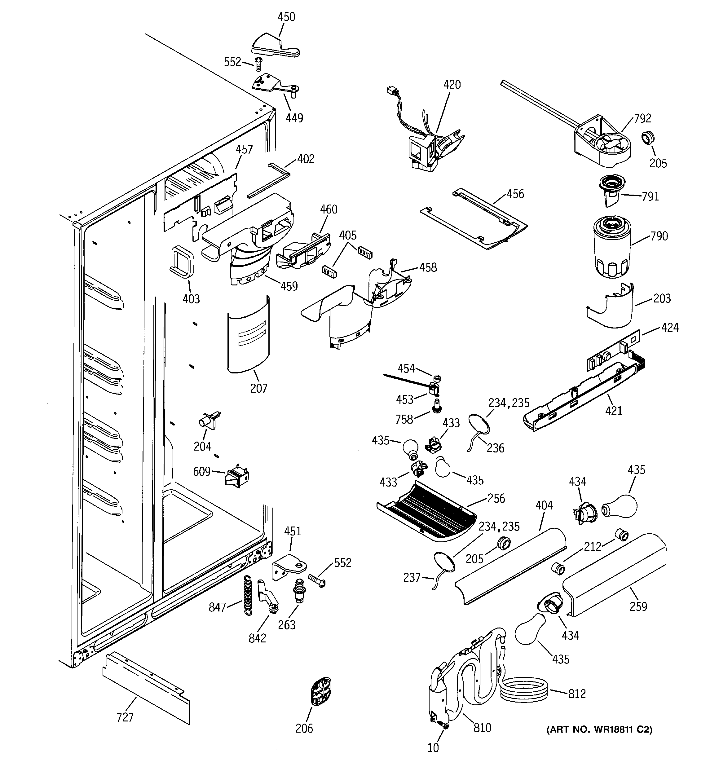 GE ESS25LGMEBB fresh food section diagram
