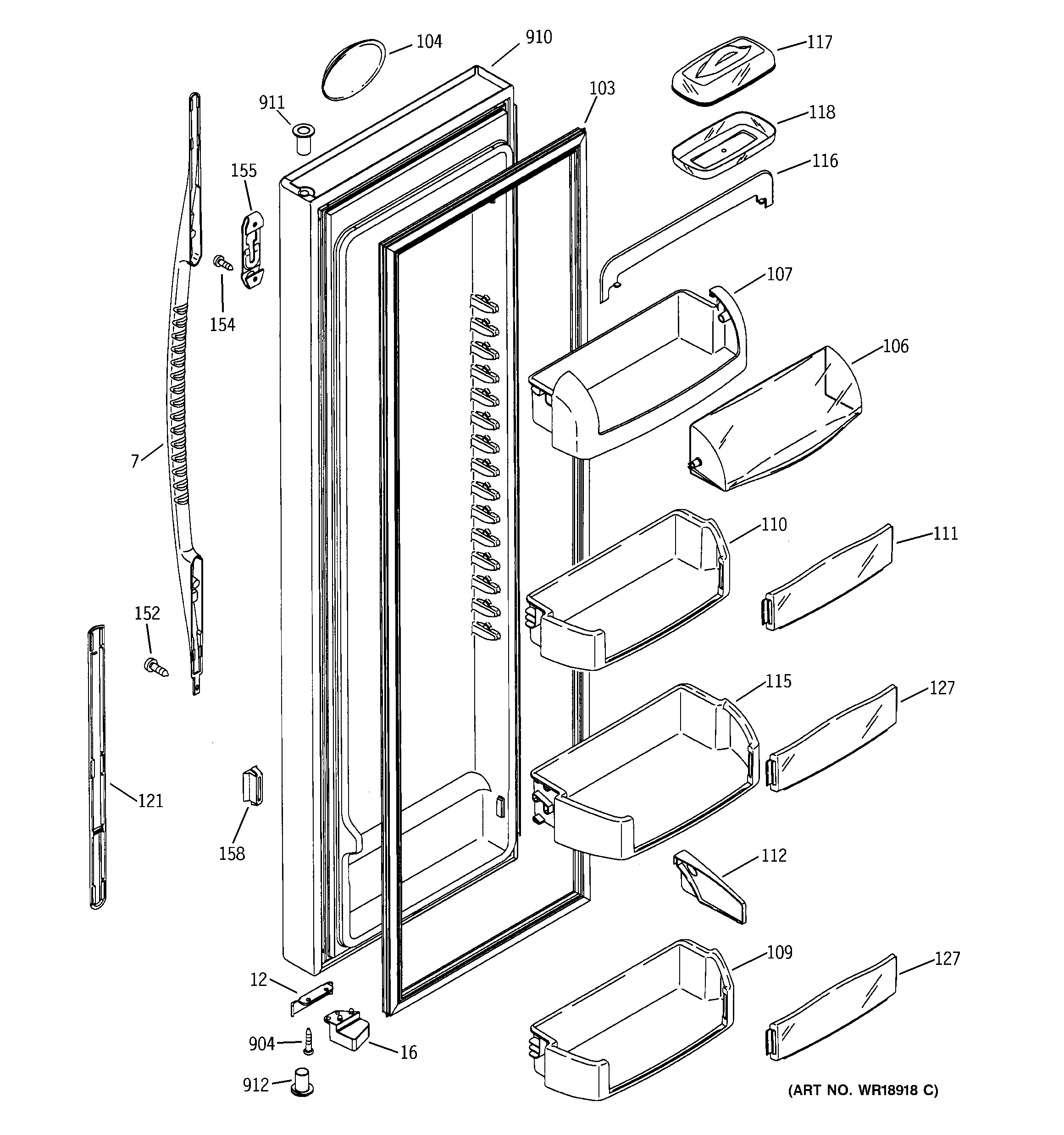 GE PSC23MGMECC fresh food door diagram