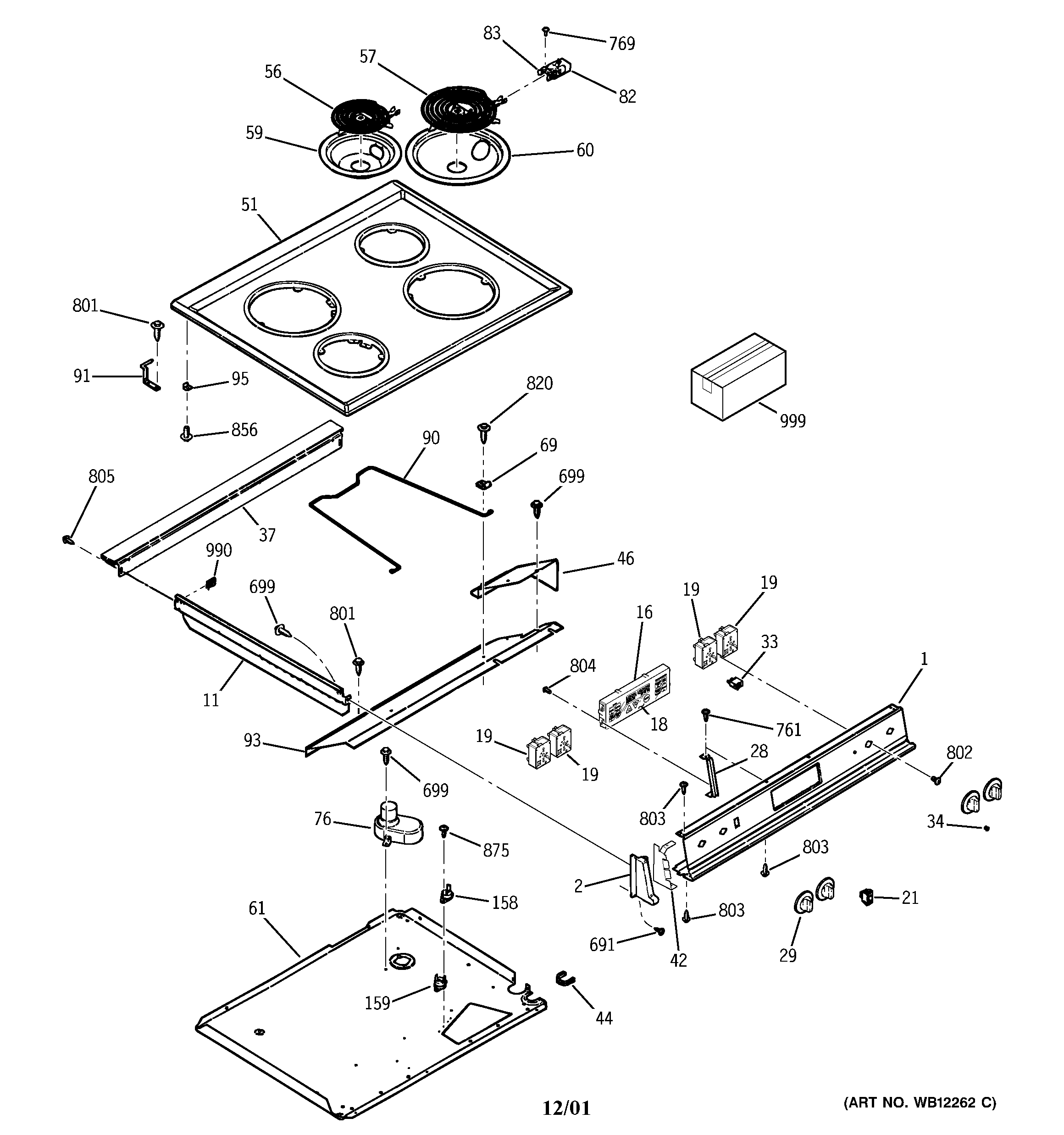 GE JSP34CD2CC control panel & cooktop diagram
