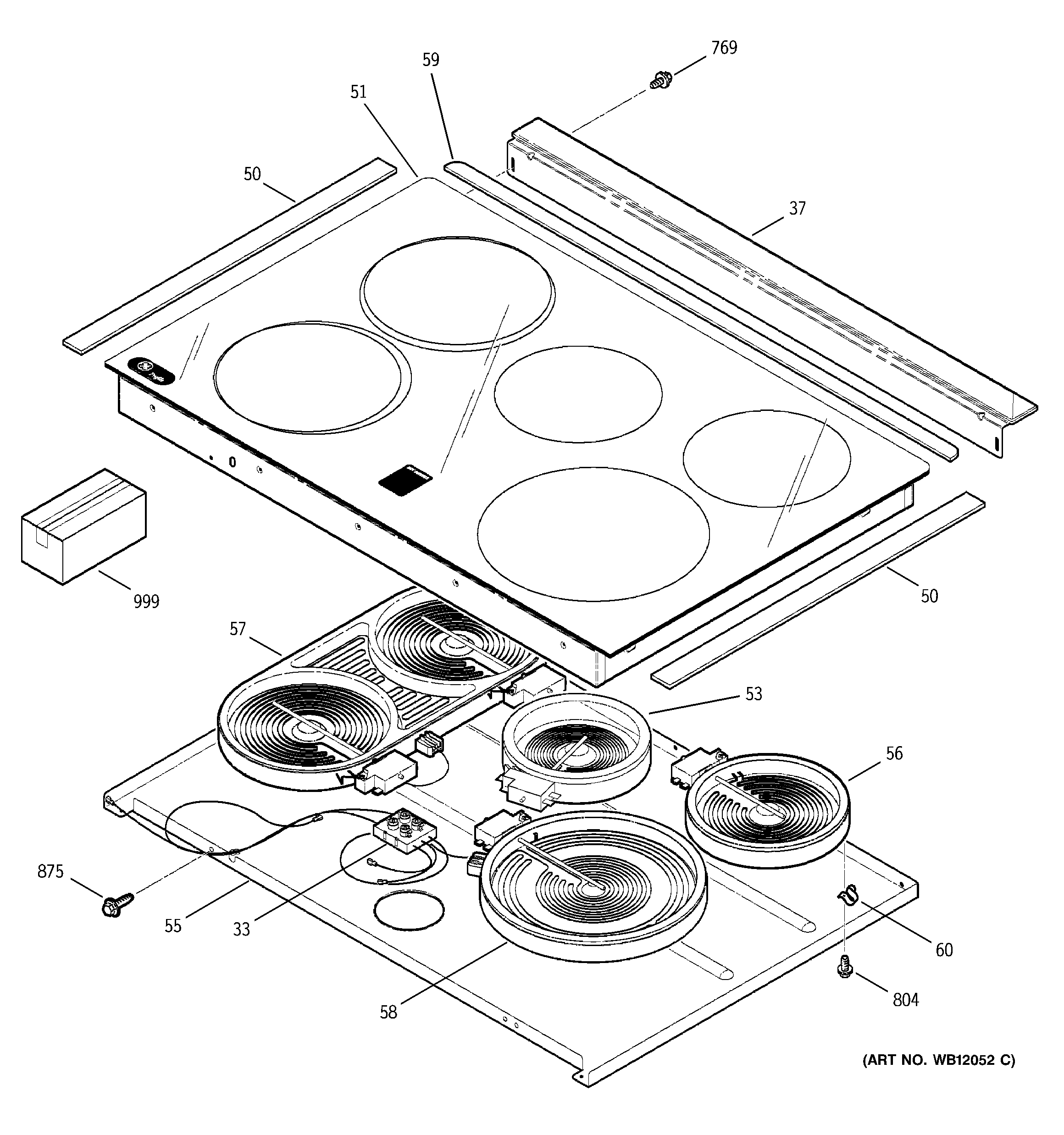 GE JCS966BD1BB cooktop diagram