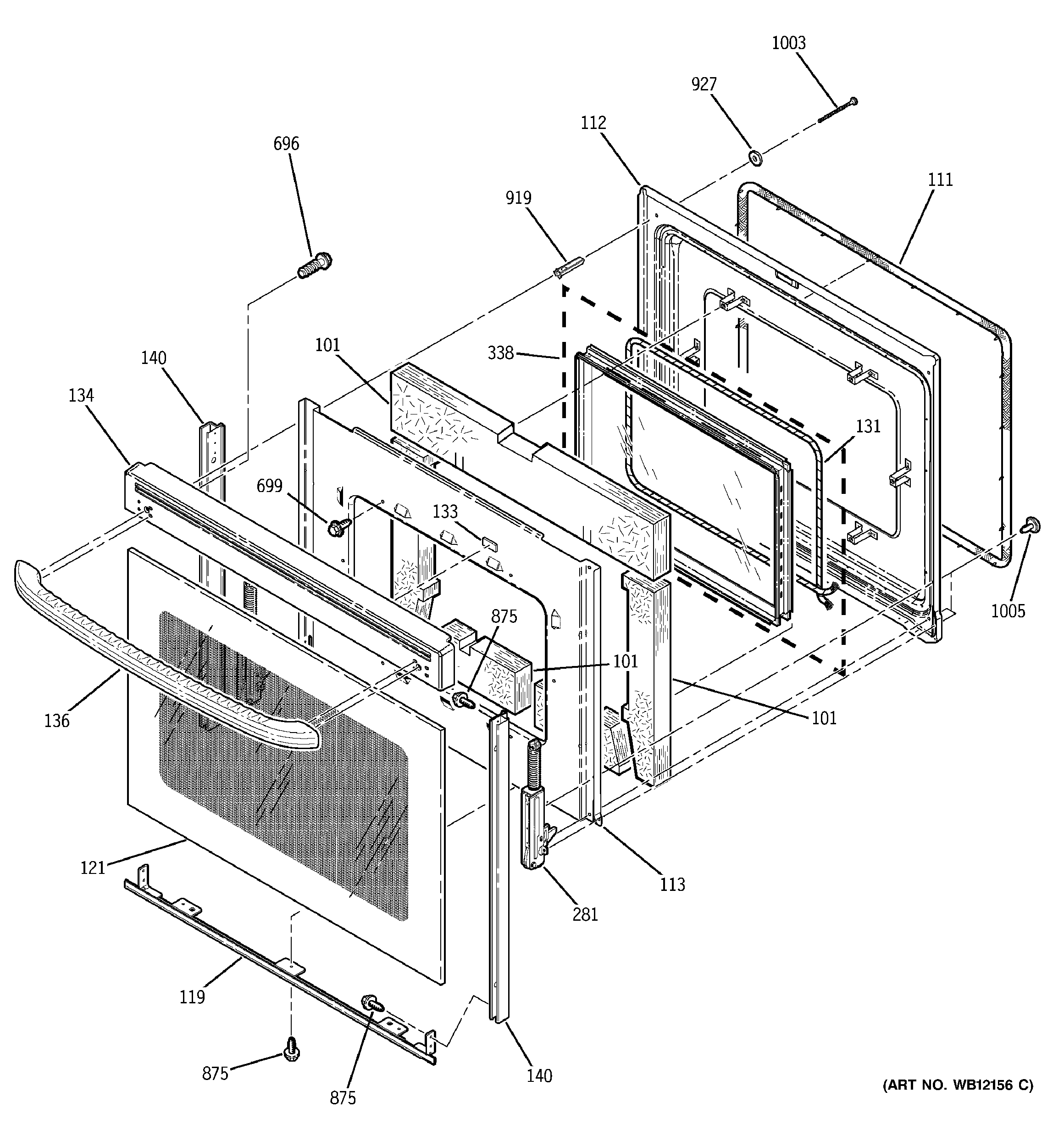 GE JBP85BB4BB door diagram
