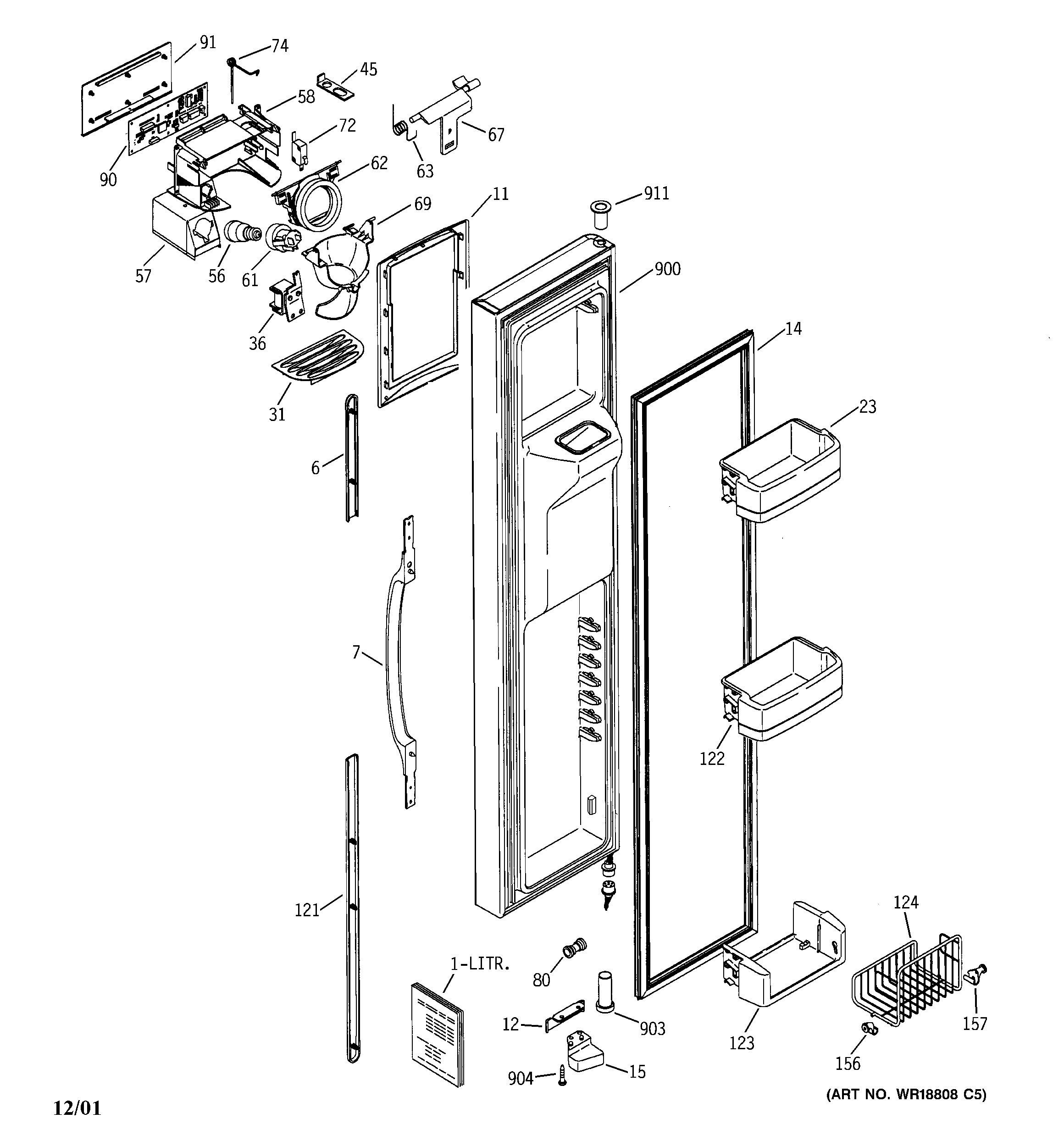 GE GSS25LGMEBB freezer door diagram