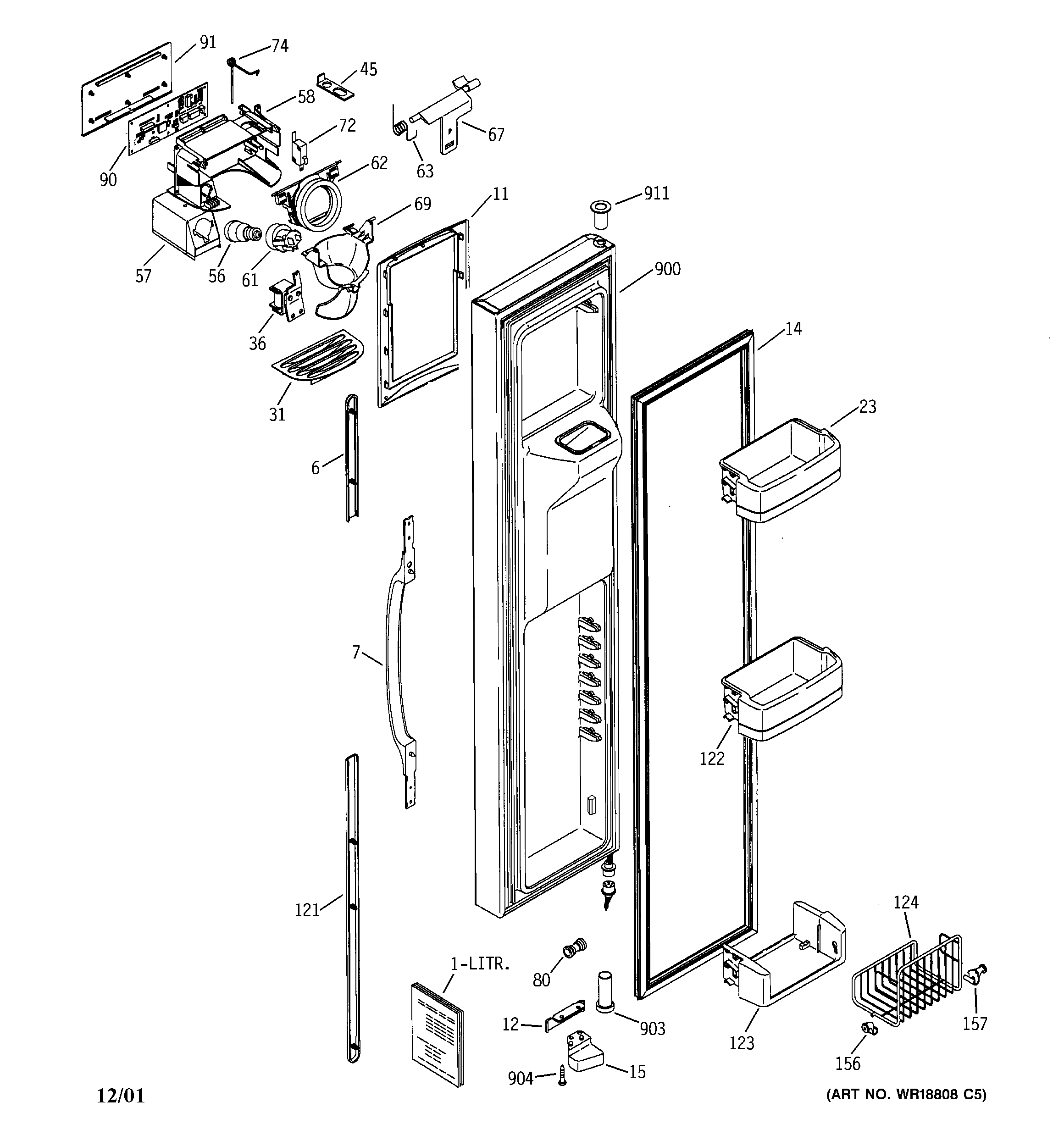 GE GSS25RGMEWW freezer door diagram