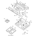 GE JGBP35DED2BB control panel & cooktop diagram