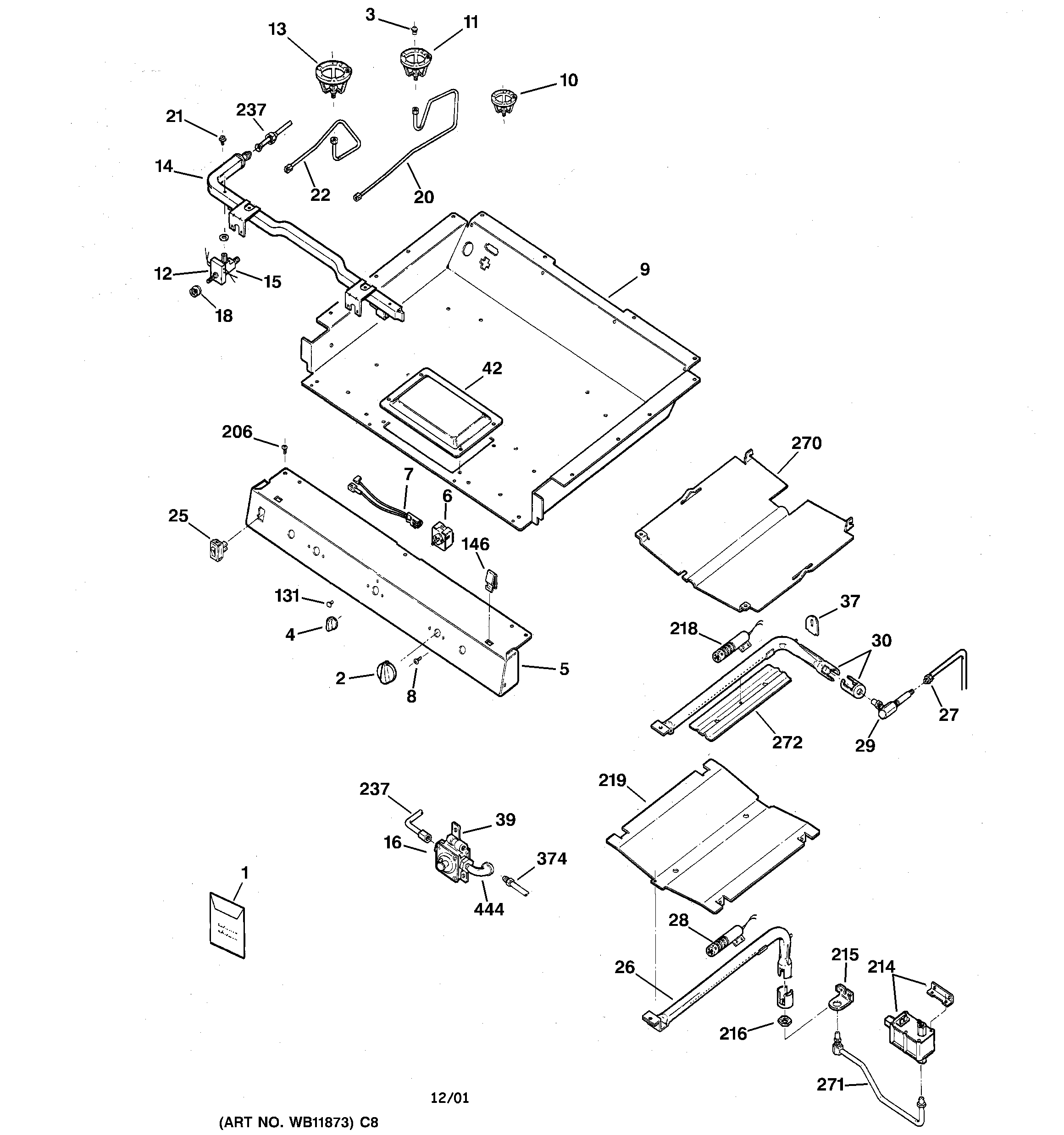 GE JGBP79CEB4CC gas & burner parts diagram