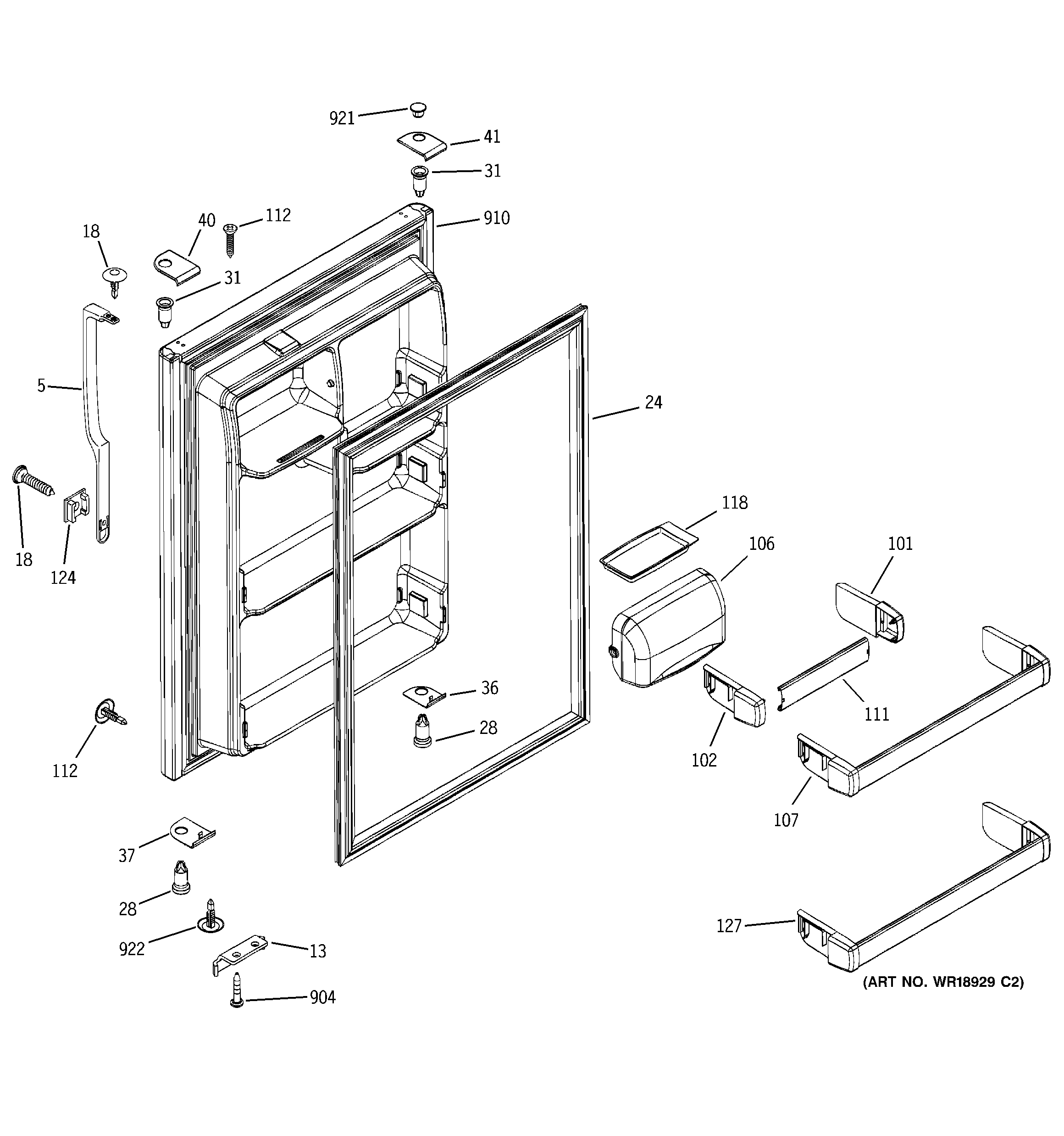 GE GTS22IBMARWW fresh food door diagram