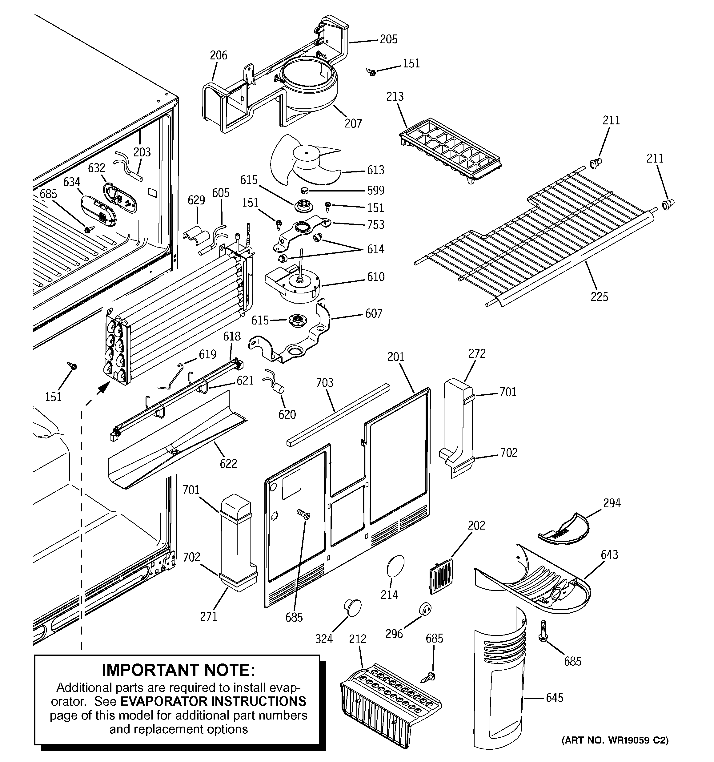 GE GTS22IBMARWW freezer section diagram