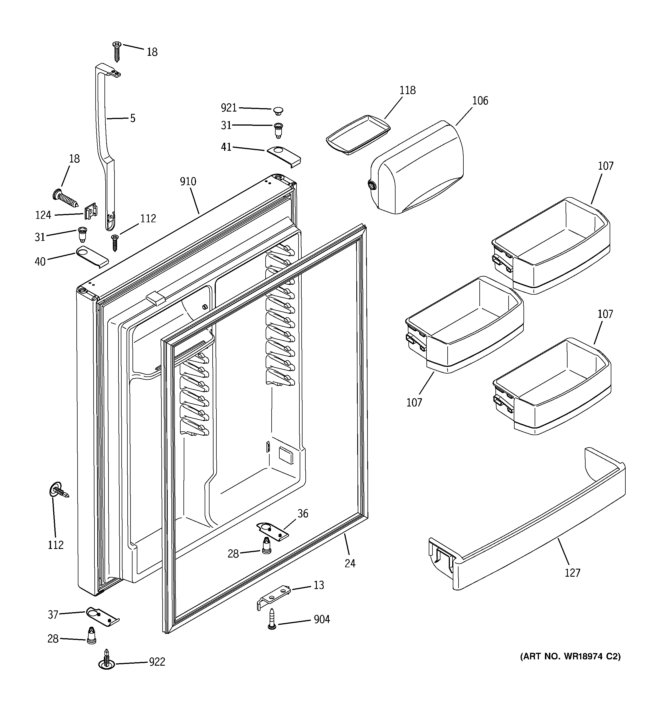 GE GTS22KBMARCC fresh food door diagram