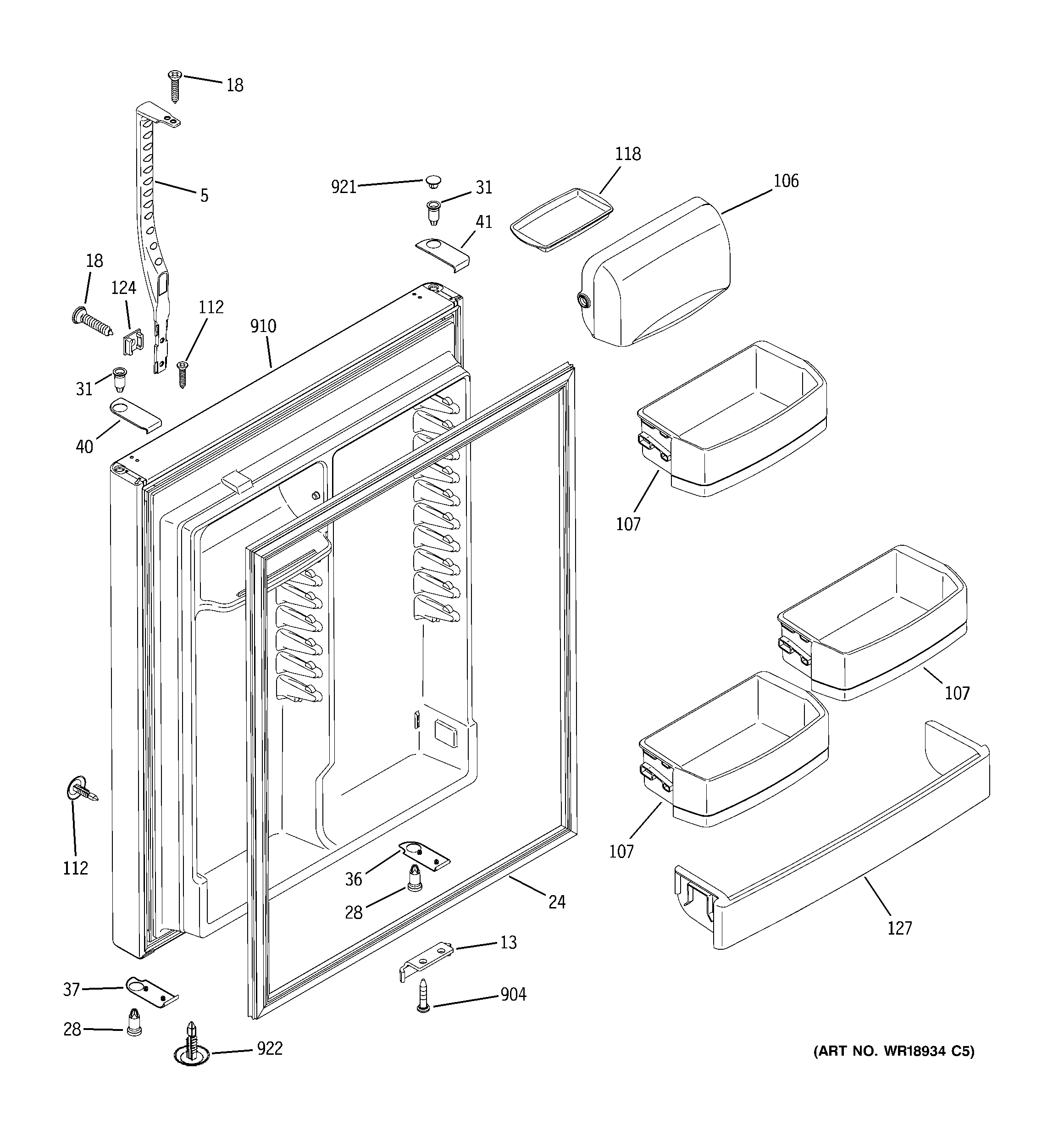 GE GTS22QBMARCC fresh food door diagram