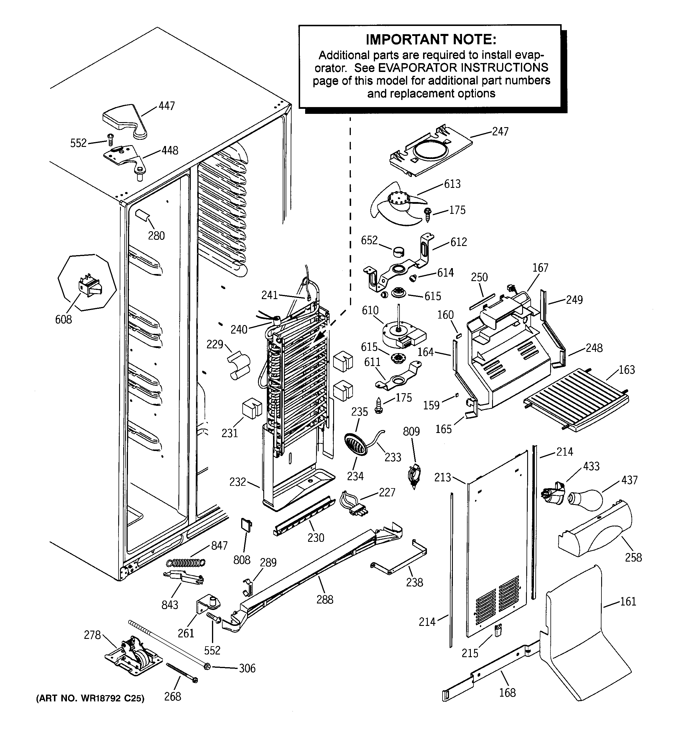 GE PSC23SGMEBS freezer section diagram