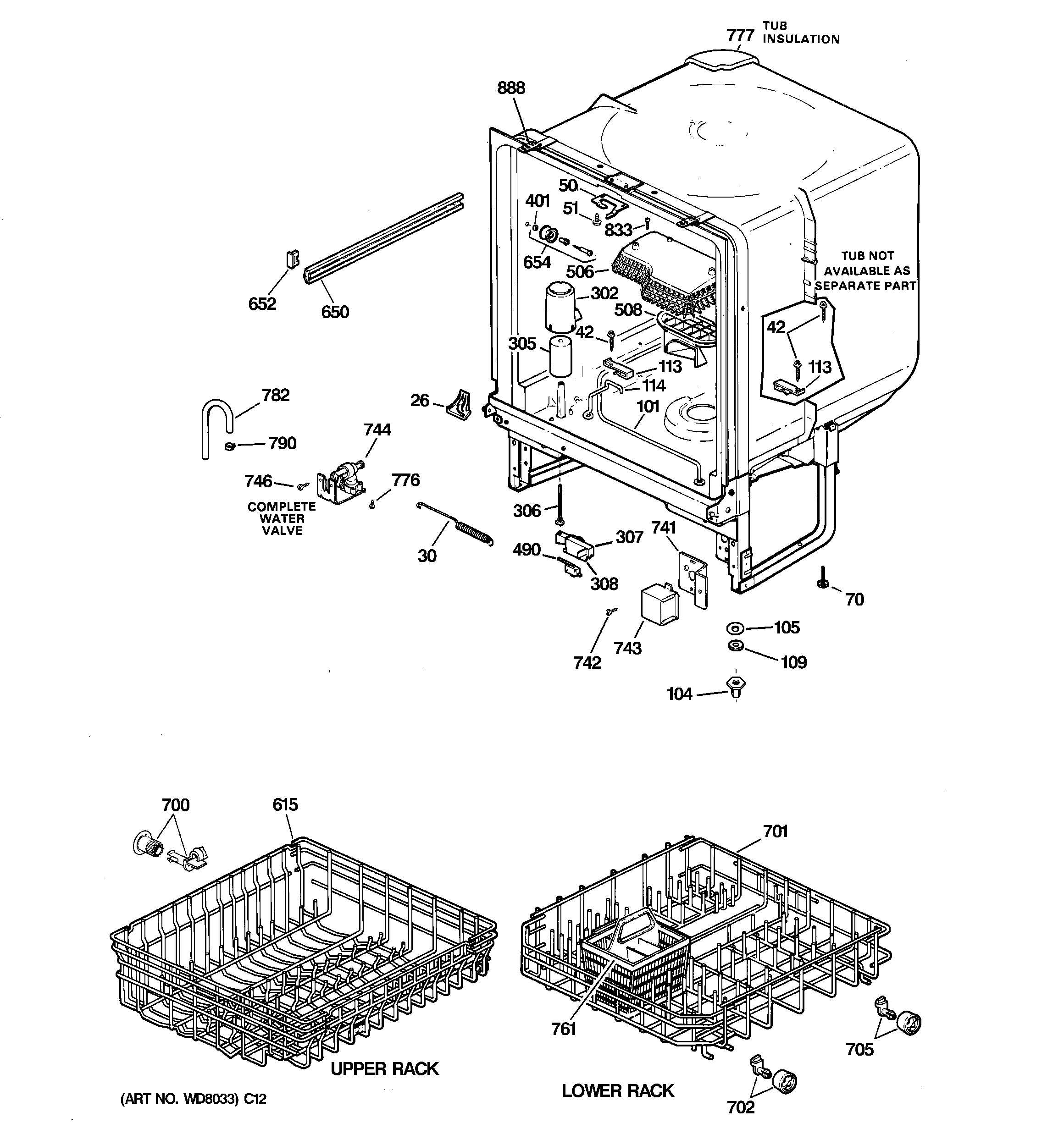 GE GSD1100G00WW body parts diagram