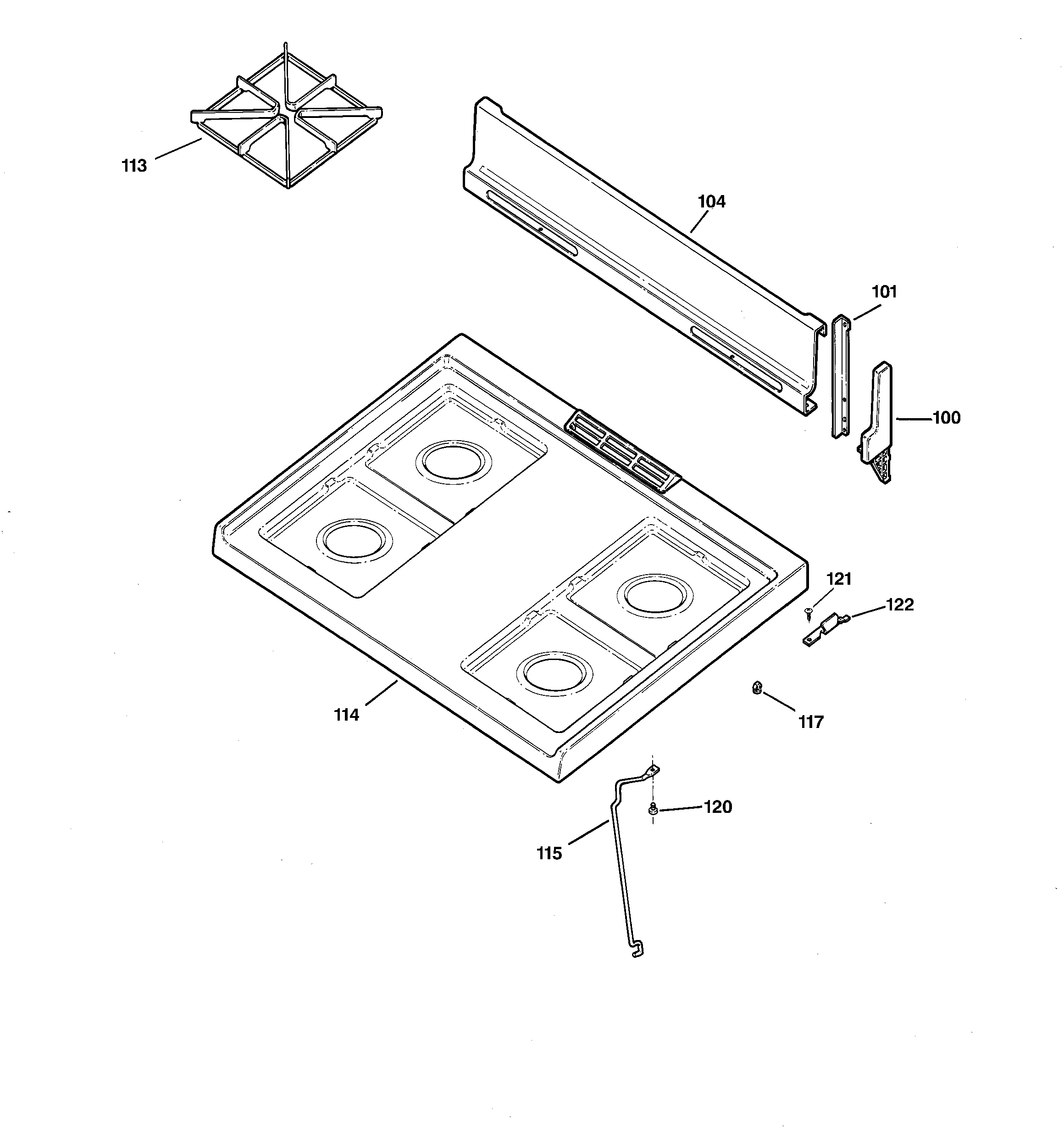 GE JGBS02PPA5WH cooktop diagram