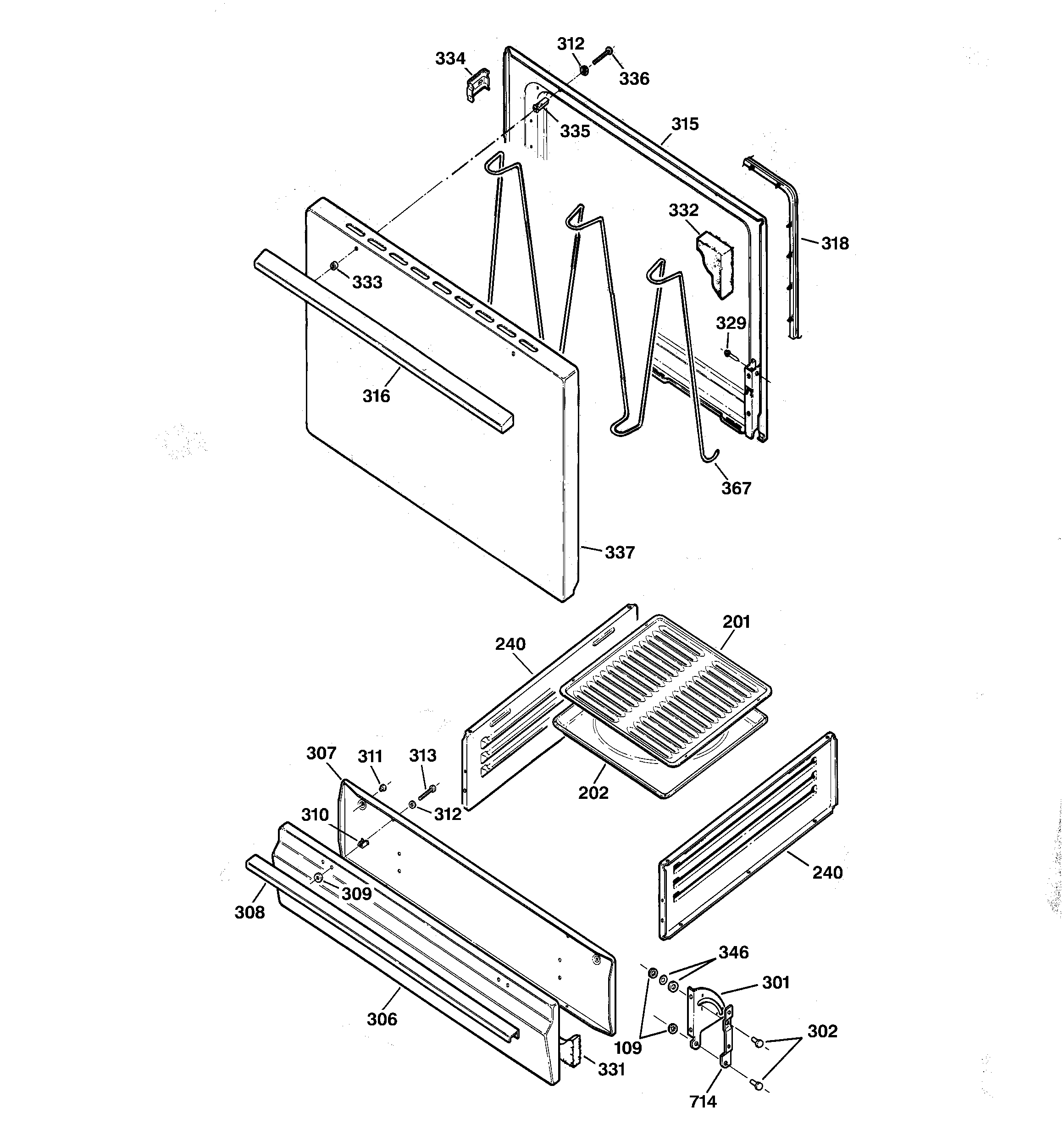 GE JGBS02PPA5WH door & drawer parts diagram