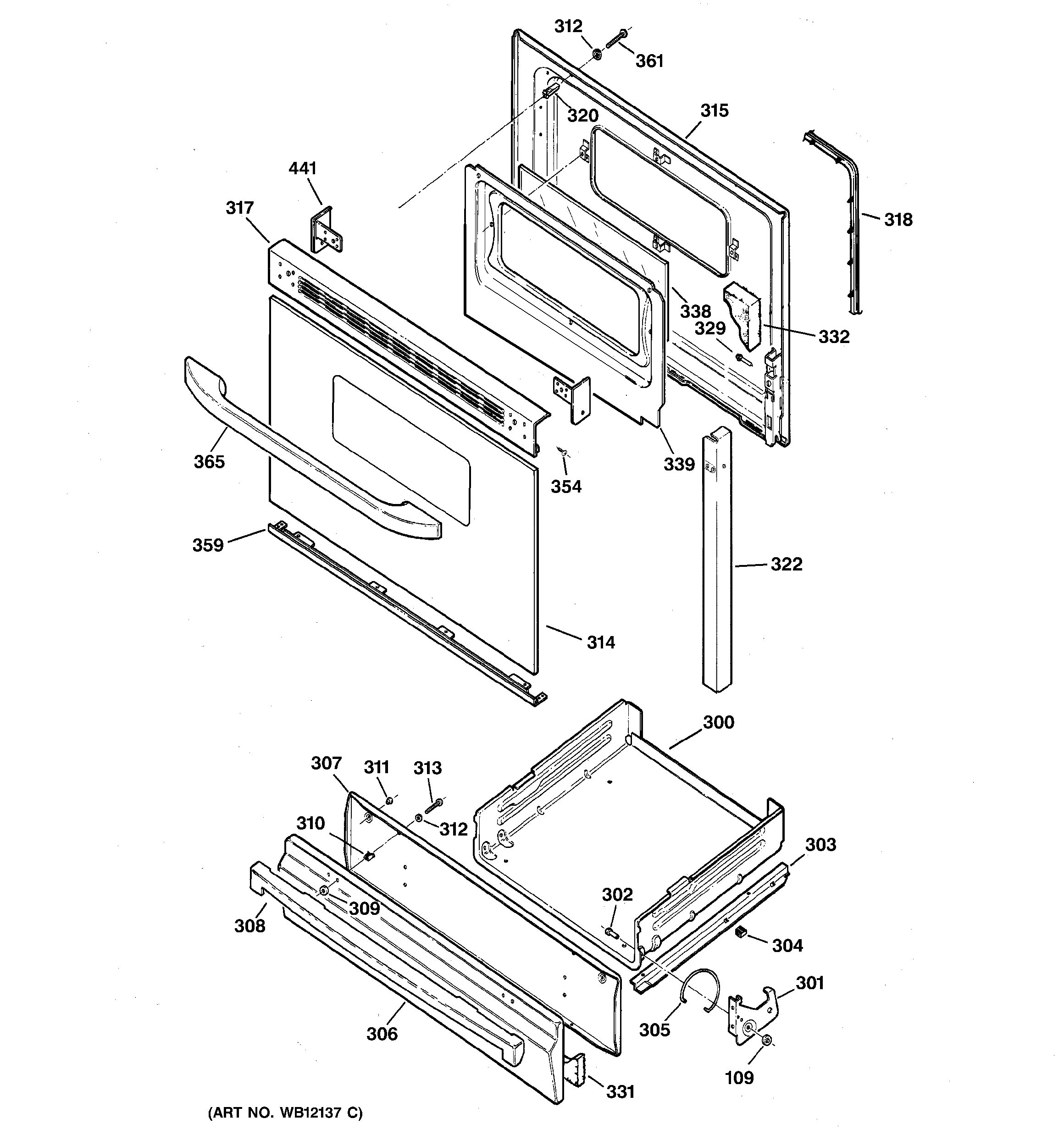 GE JGBS22BEA5WH door & drawer parts diagram